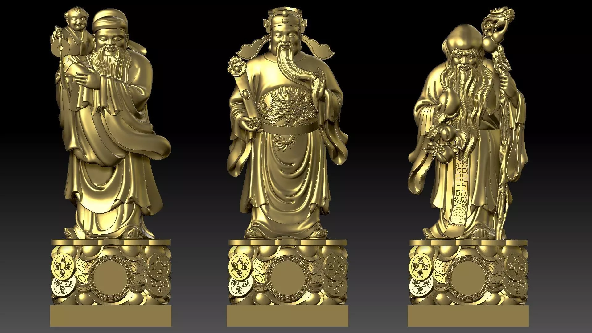 Fu Lu Shou 1 3D print model_11