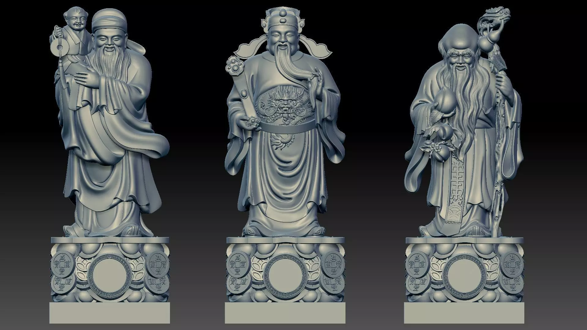 Fu Lu Shou 1 3D print model_16
