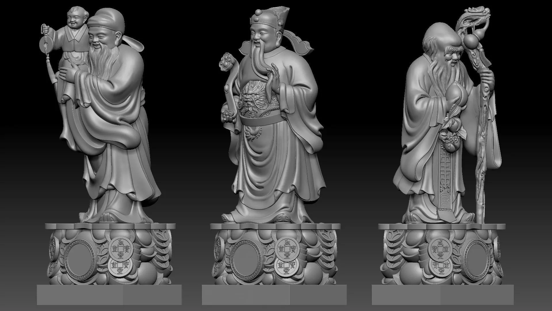 Fu Lu Shou 1 3D print model_13