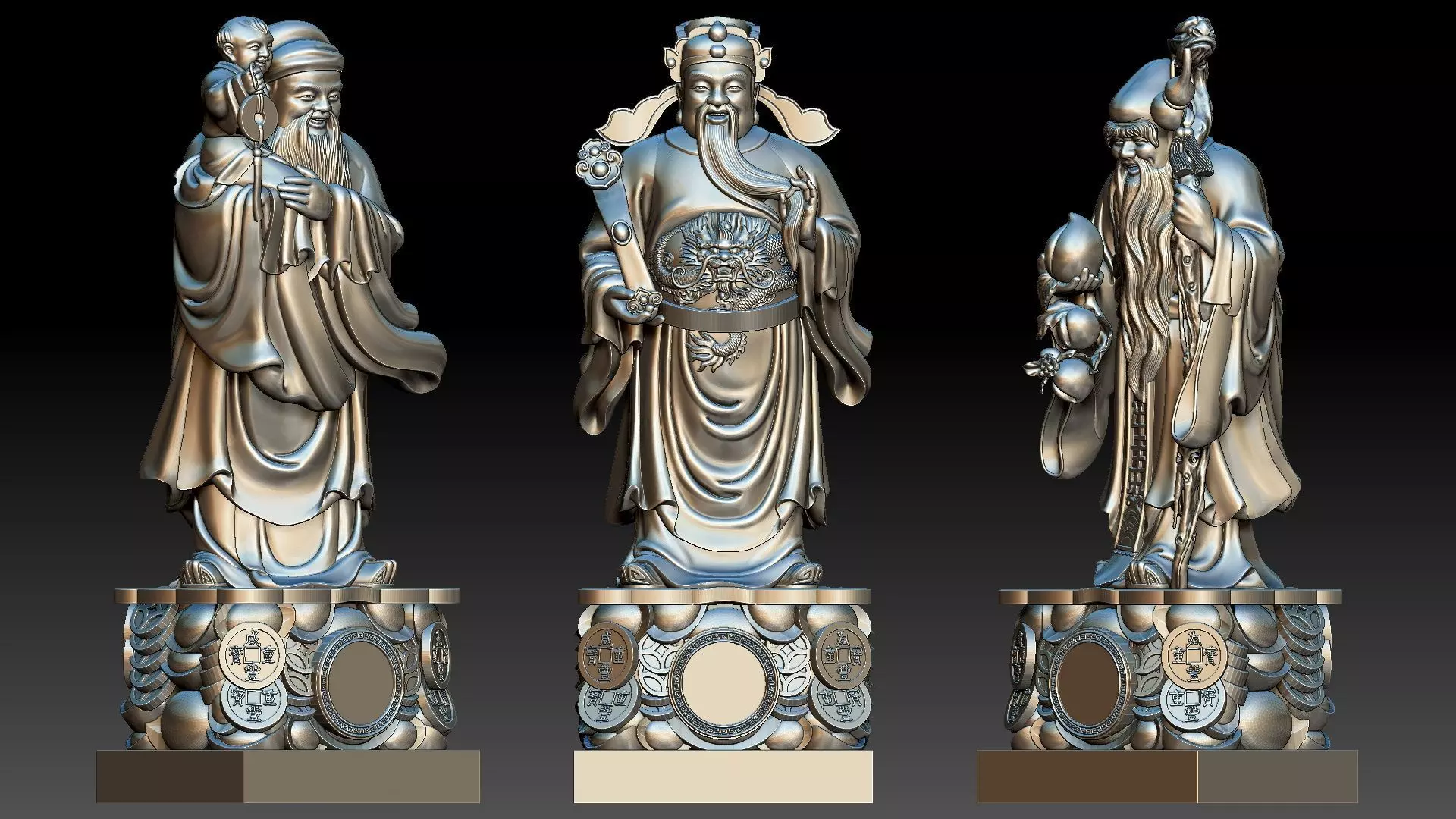 Fu Lu Shou 1 3D print model_6