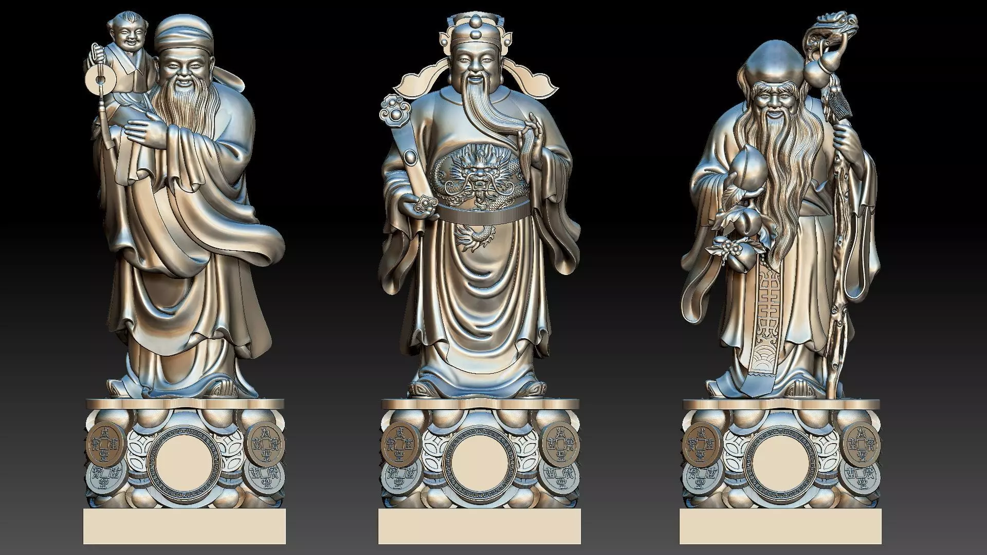 Fu Lu Shou 1 3D print model_0