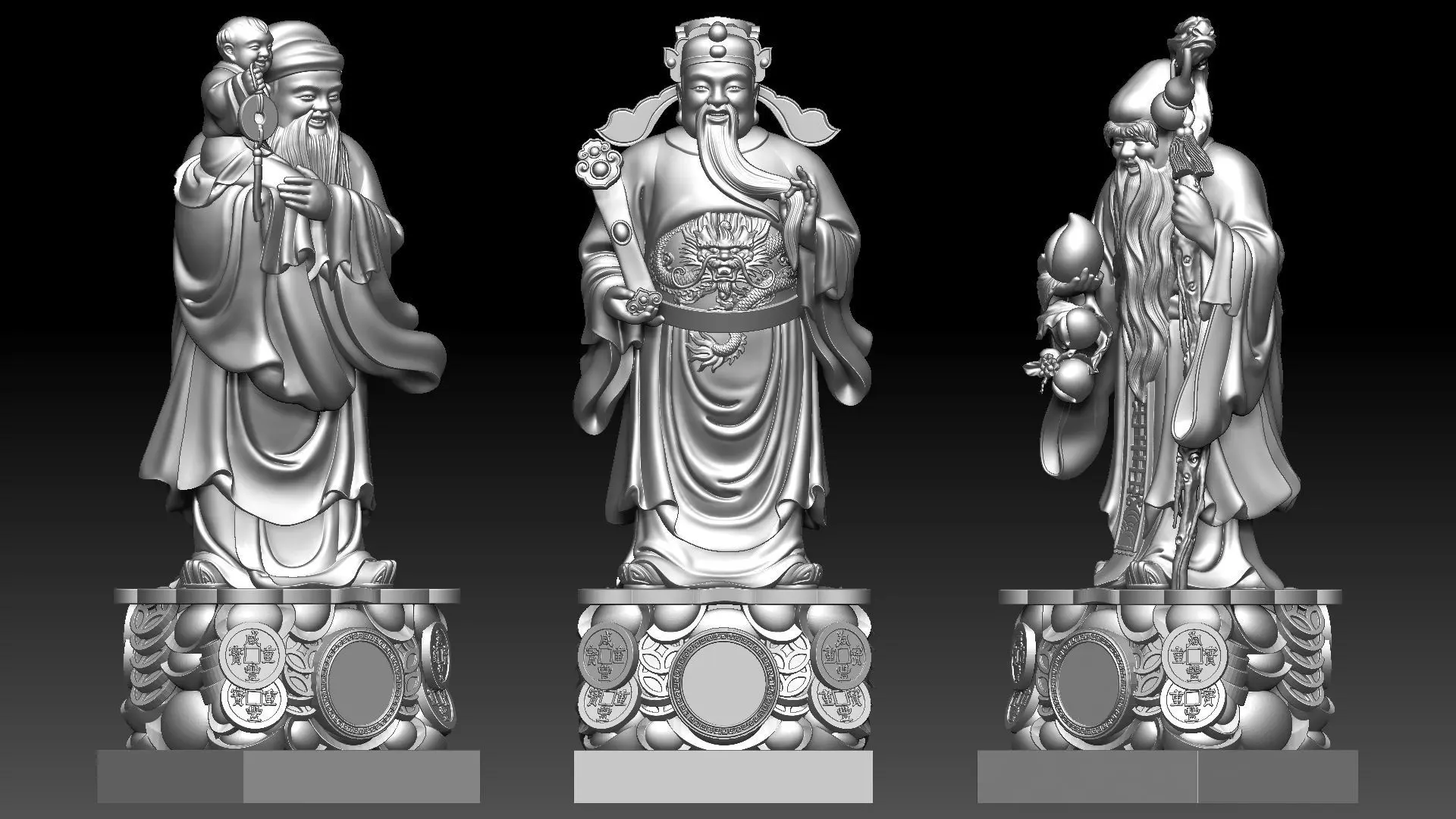 Fu Lu Shou 1 3D print model_1