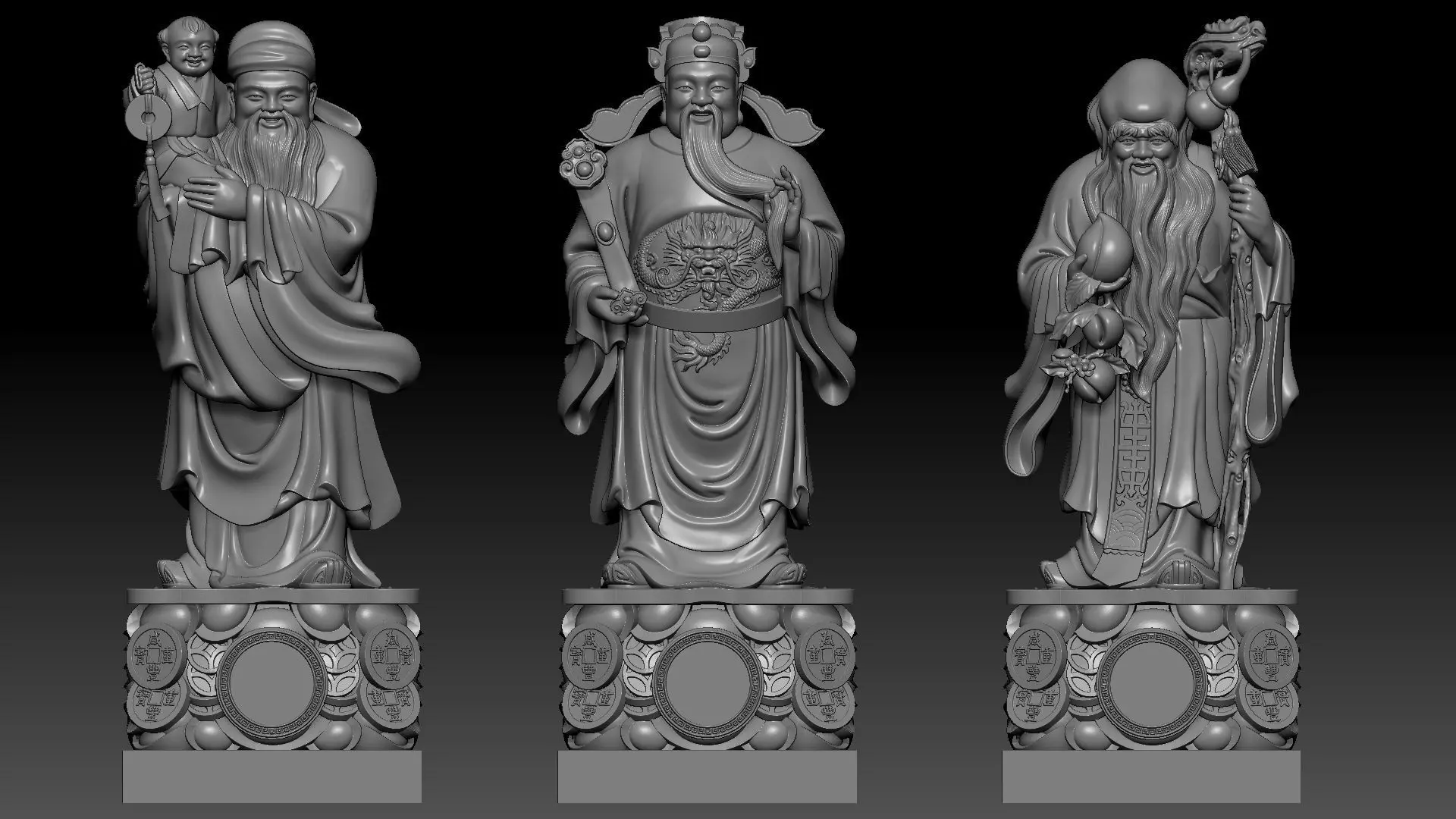 Fu Lu Shou 1 3D print model_18