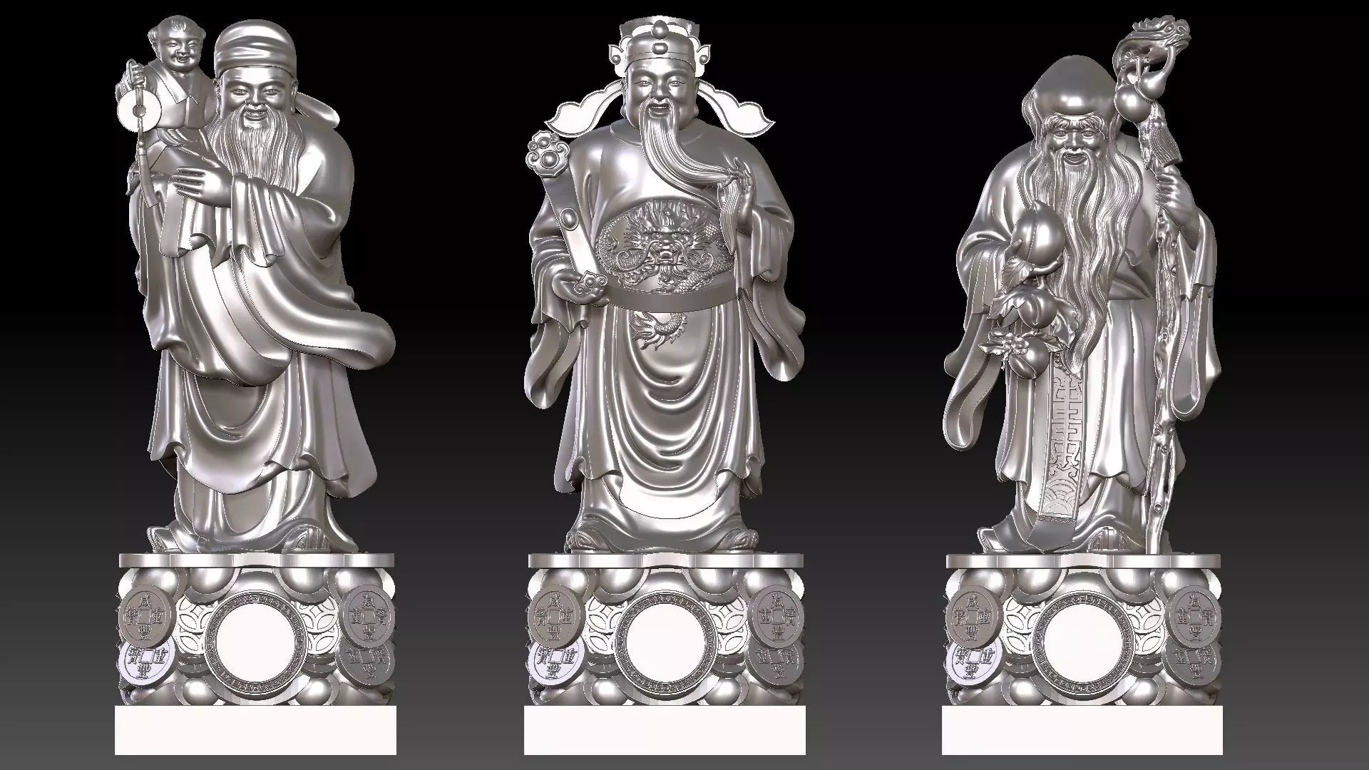 Fu Lu Shou 1 3D print model_17