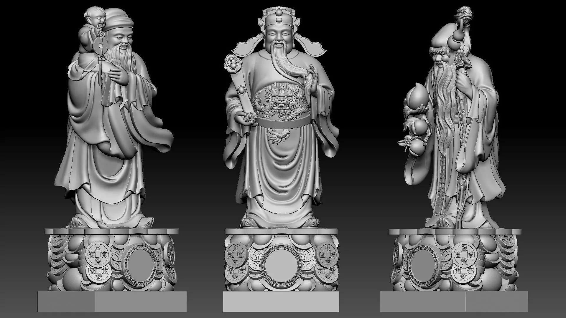 Fu Lu Shou 1 3D print model_5