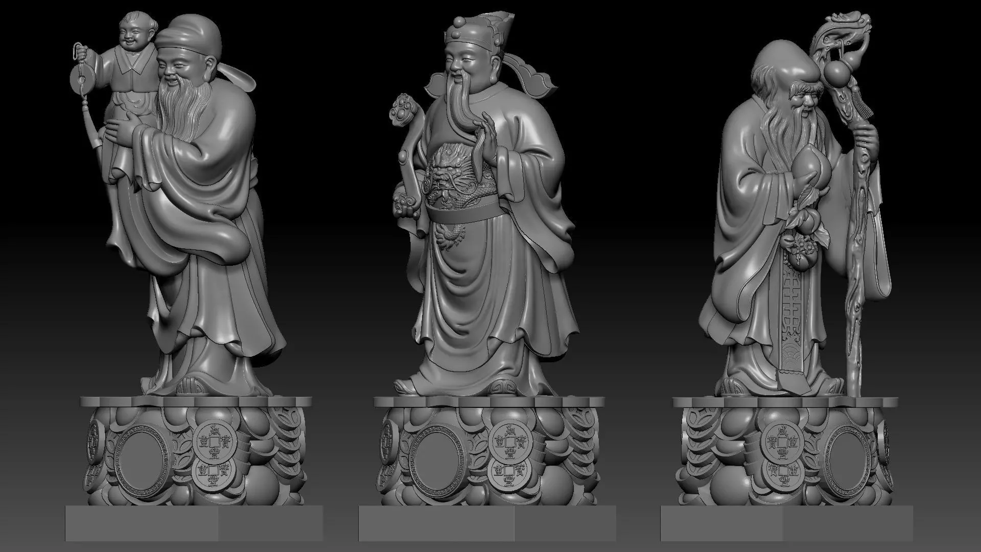 Fu Lu Shou 1 3D print model_10