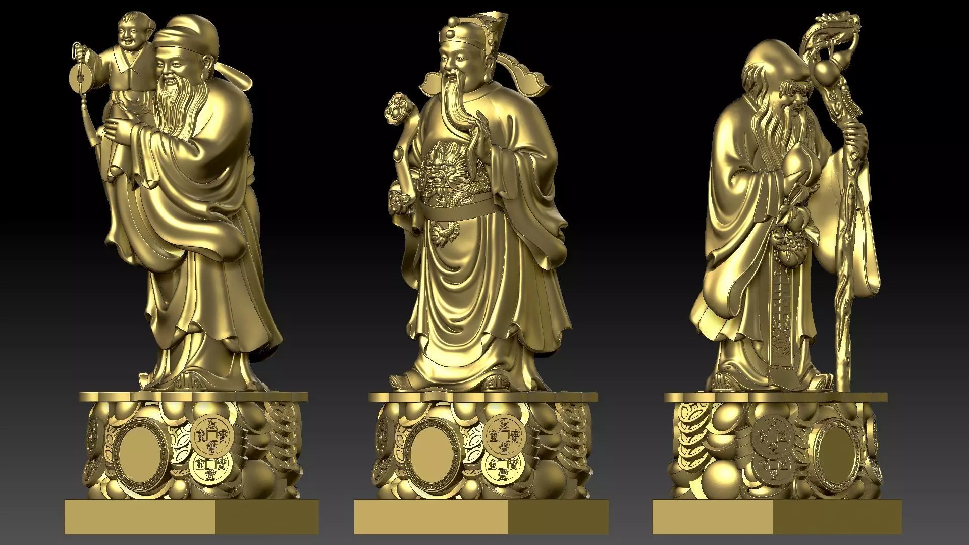 Fu Lu Shou 1 3D print model_12