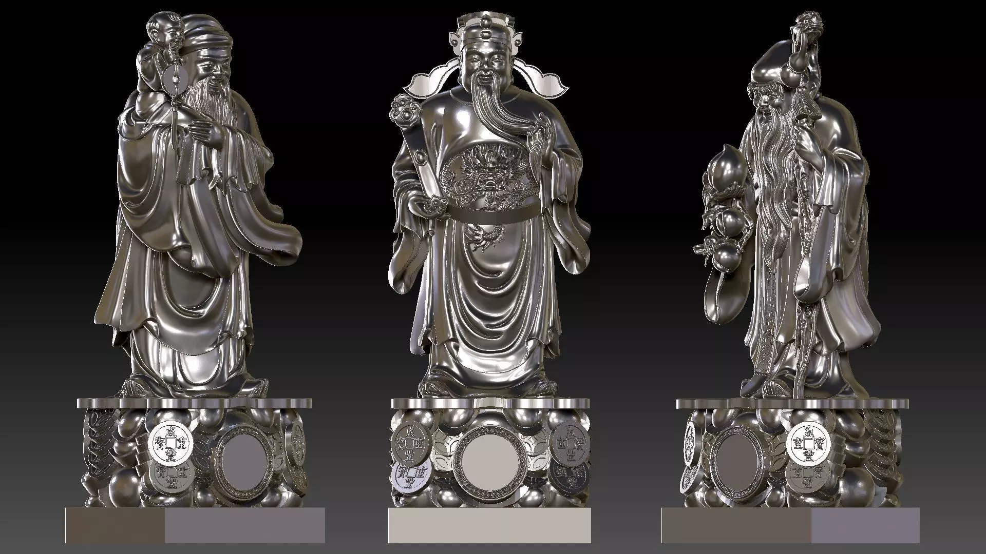 Fu Lu Shou 1 3D print model_3