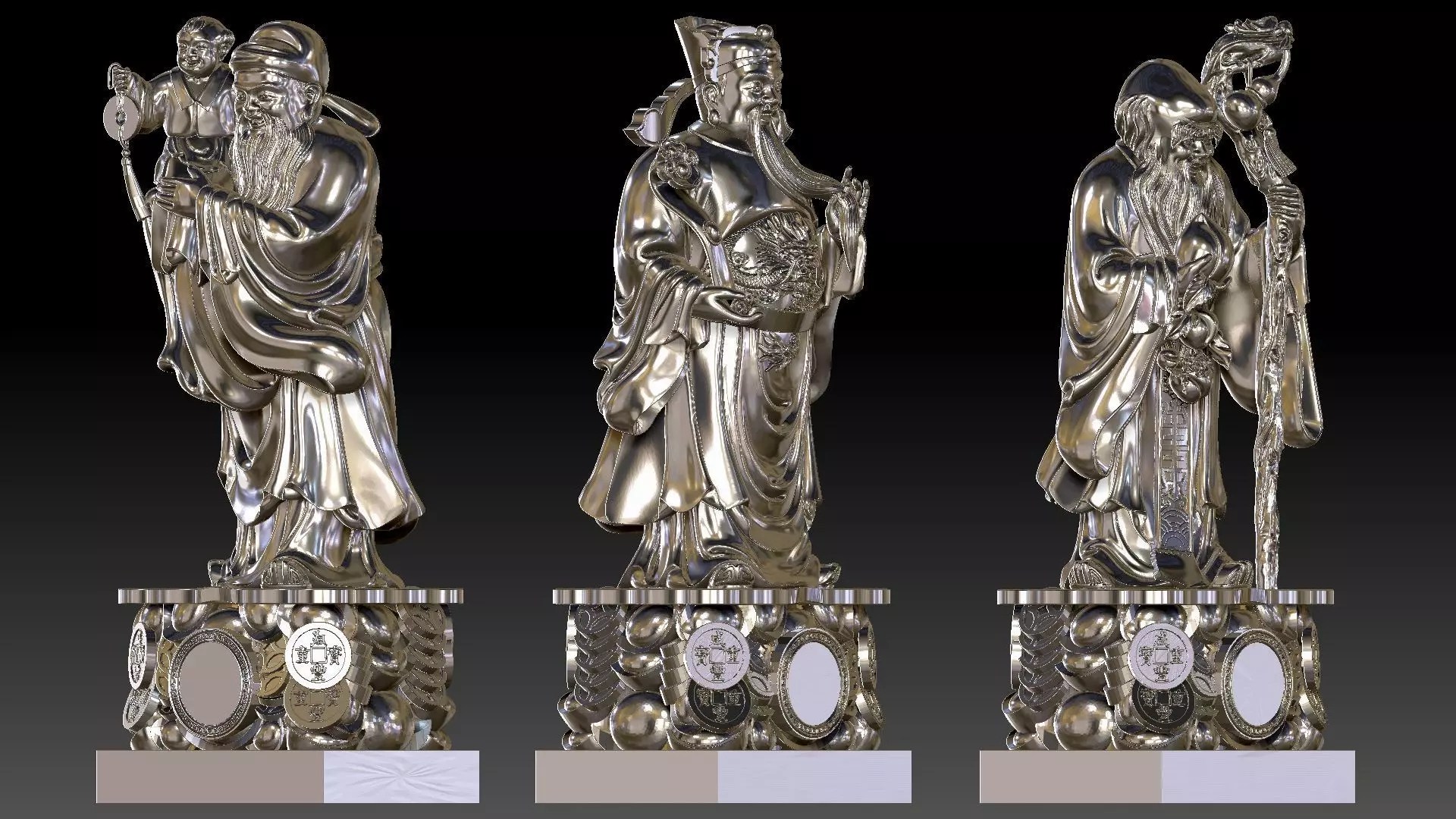 Fu Lu Shou 1 3D print model_9