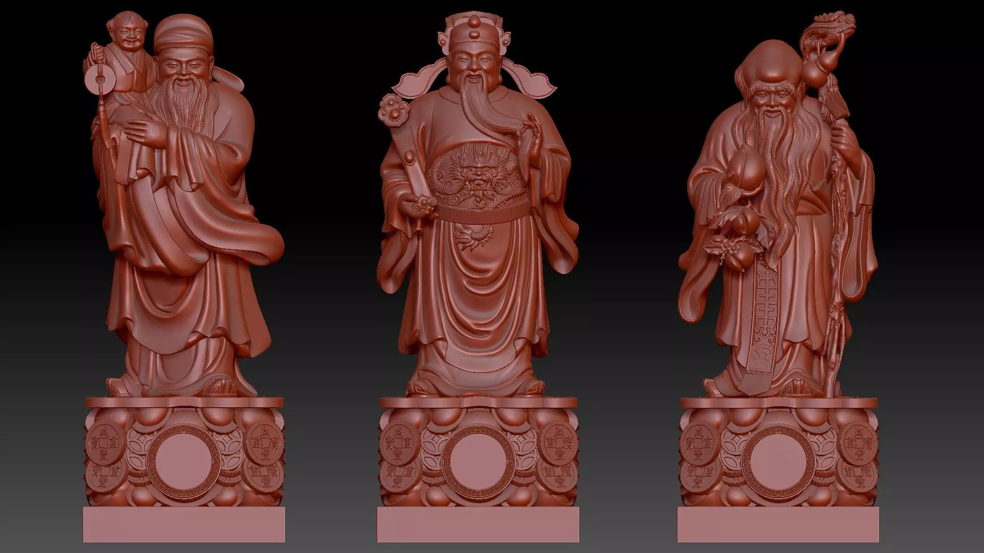 Fu Lu Shou 1 3D print model_14