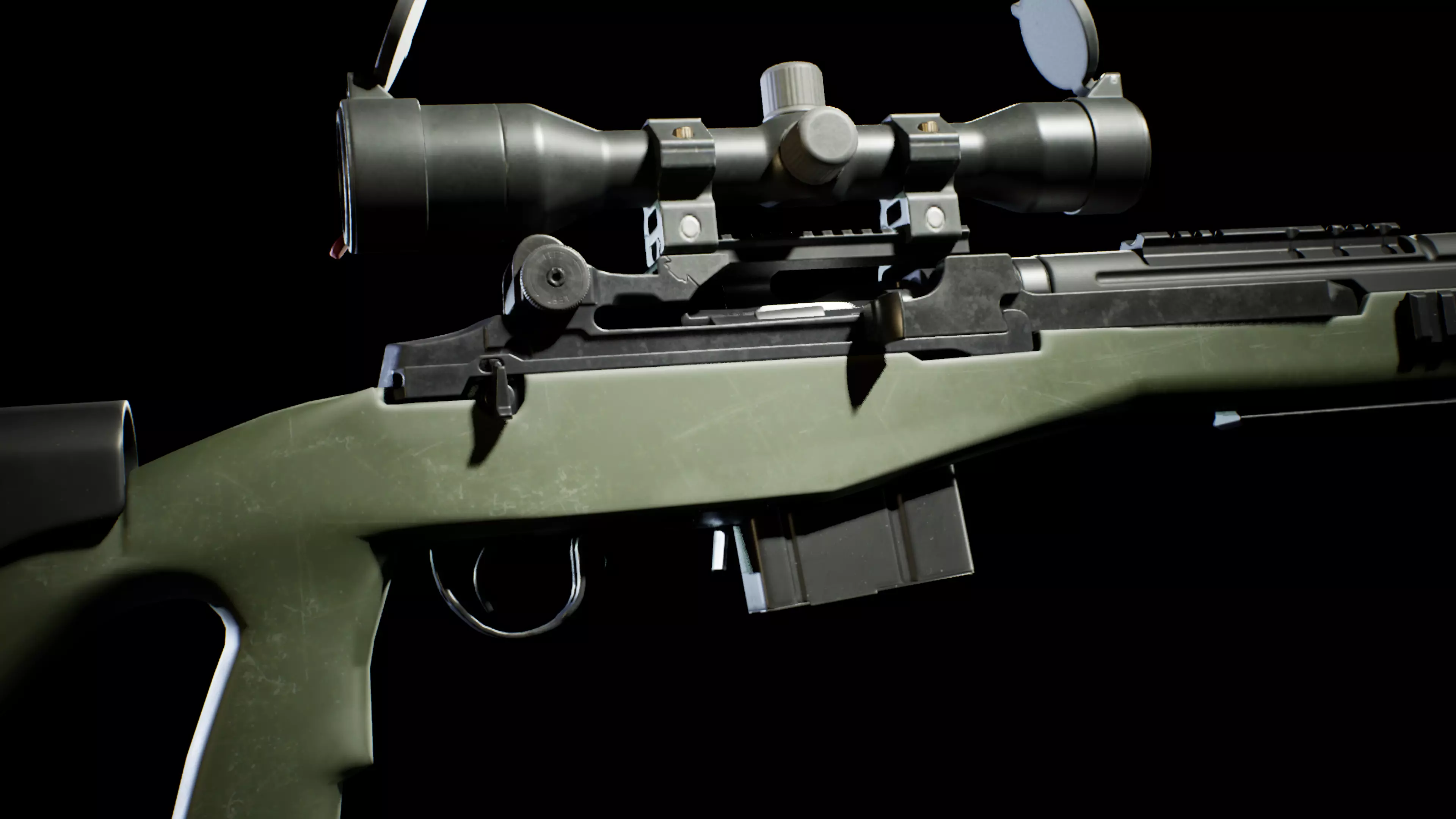 PBR - M14 Designated Marksman Rifle  - Game-Ready 3D Asset Low-poly 3D model_1