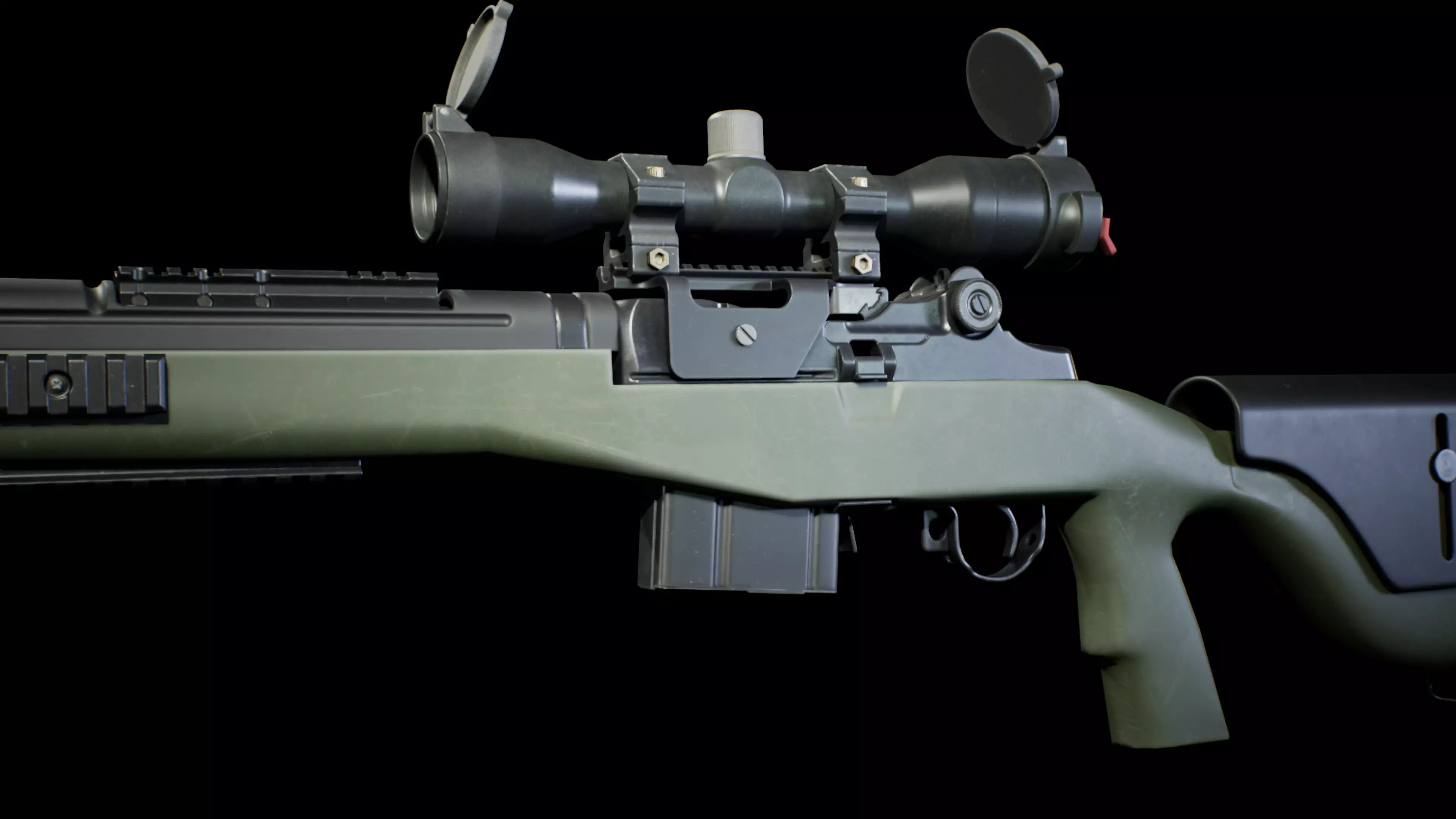 PBR - M14 Designated Marksman Rifle  - Game-Ready 3D Asset Low-poly 3D model_6