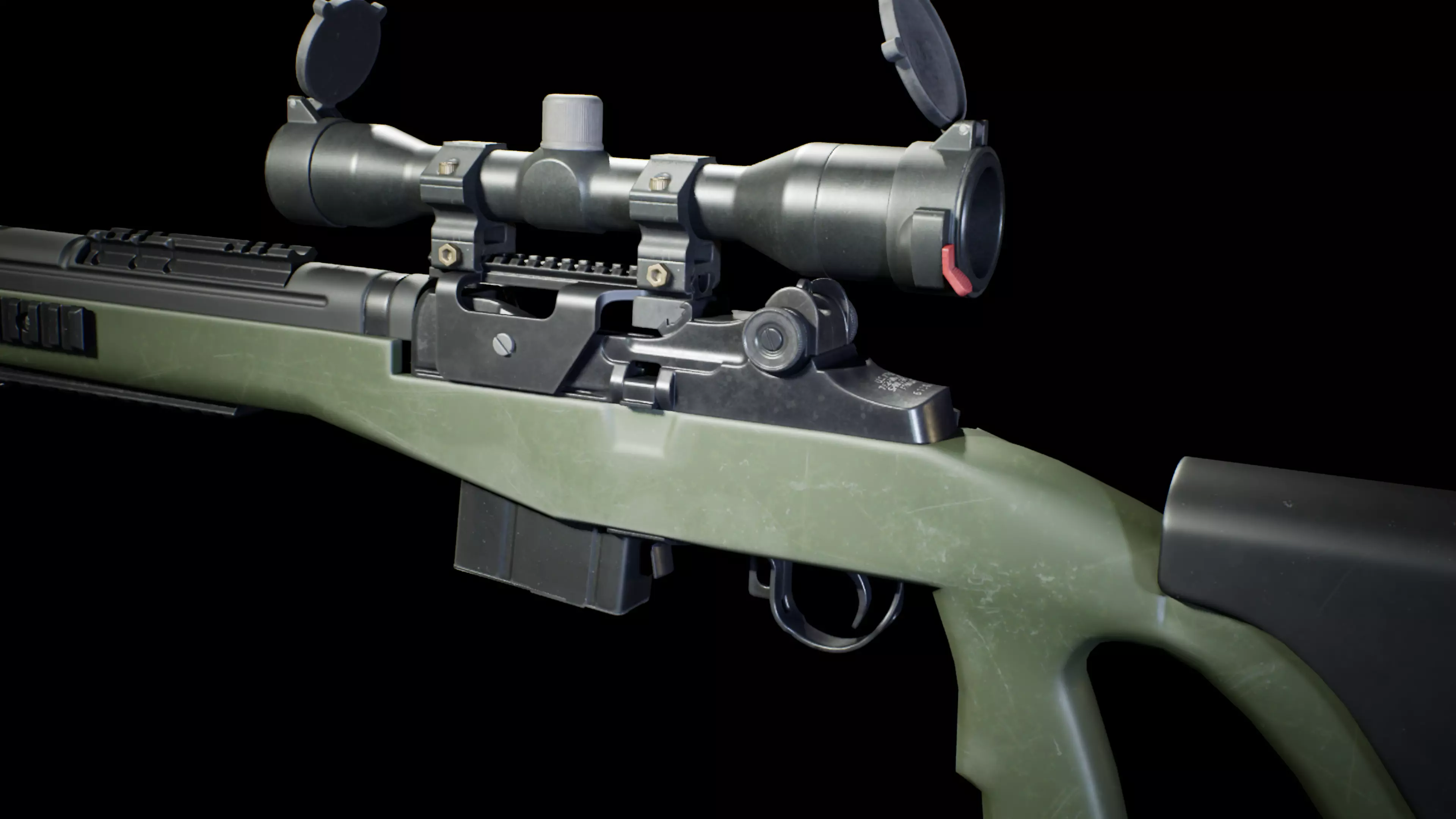 PBR - M14 Designated Marksman Rifle  - Game-Ready 3D Asset Low-poly 3D model_3