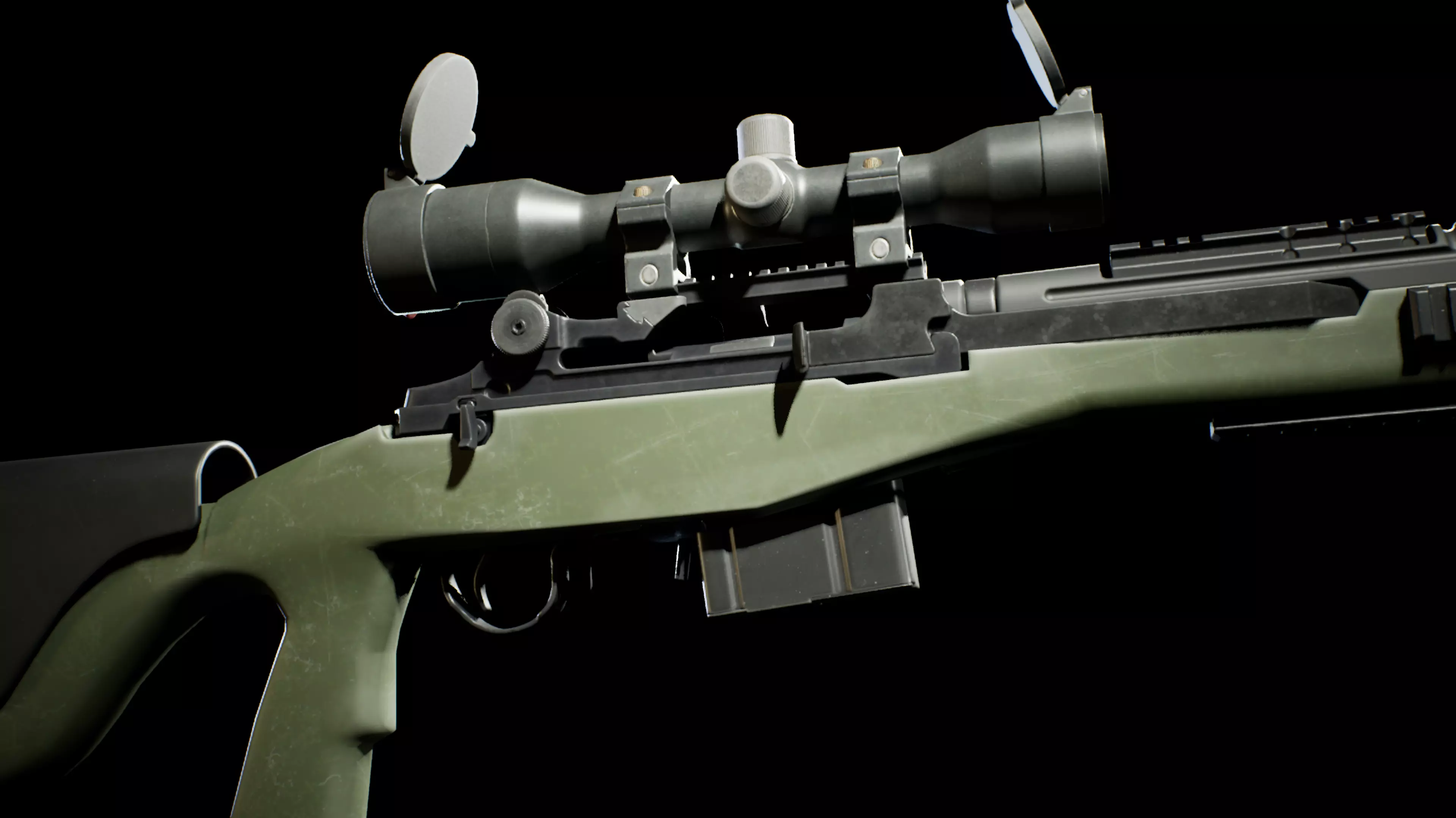 PBR - M14 Designated Marksman Rifle  - Game-Ready 3D Asset Low-poly 3D model_4