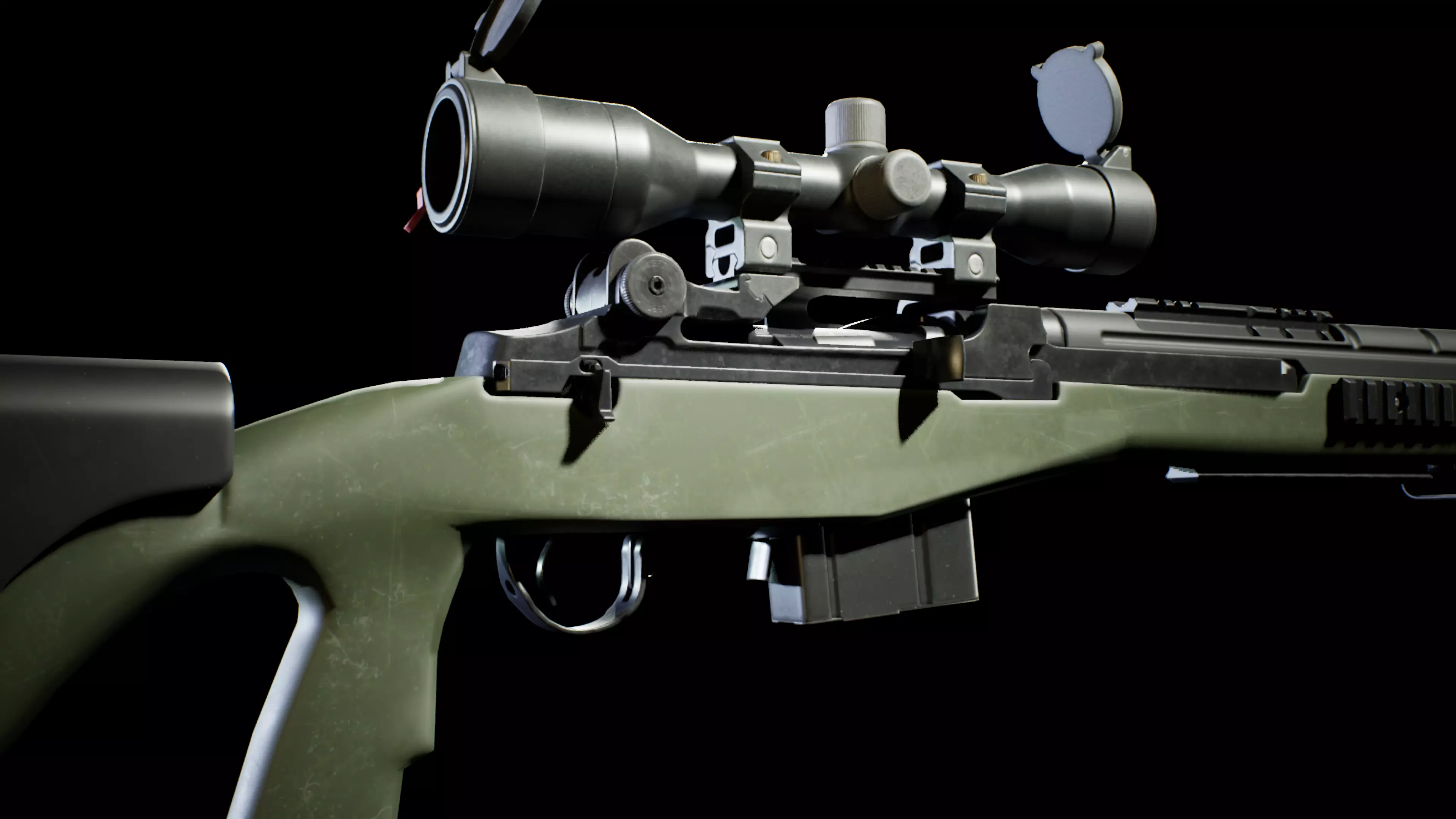 PBR - M14 Designated Marksman Rifle  - Game-Ready 3D Asset Low-poly 3D model_5