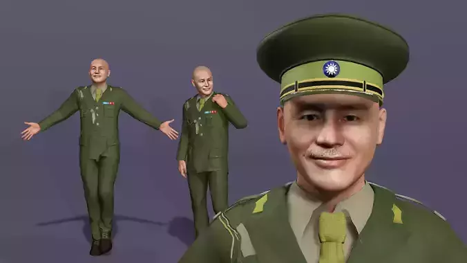 Realistic Eastern Military Officer Character Chiang Kai-shek
