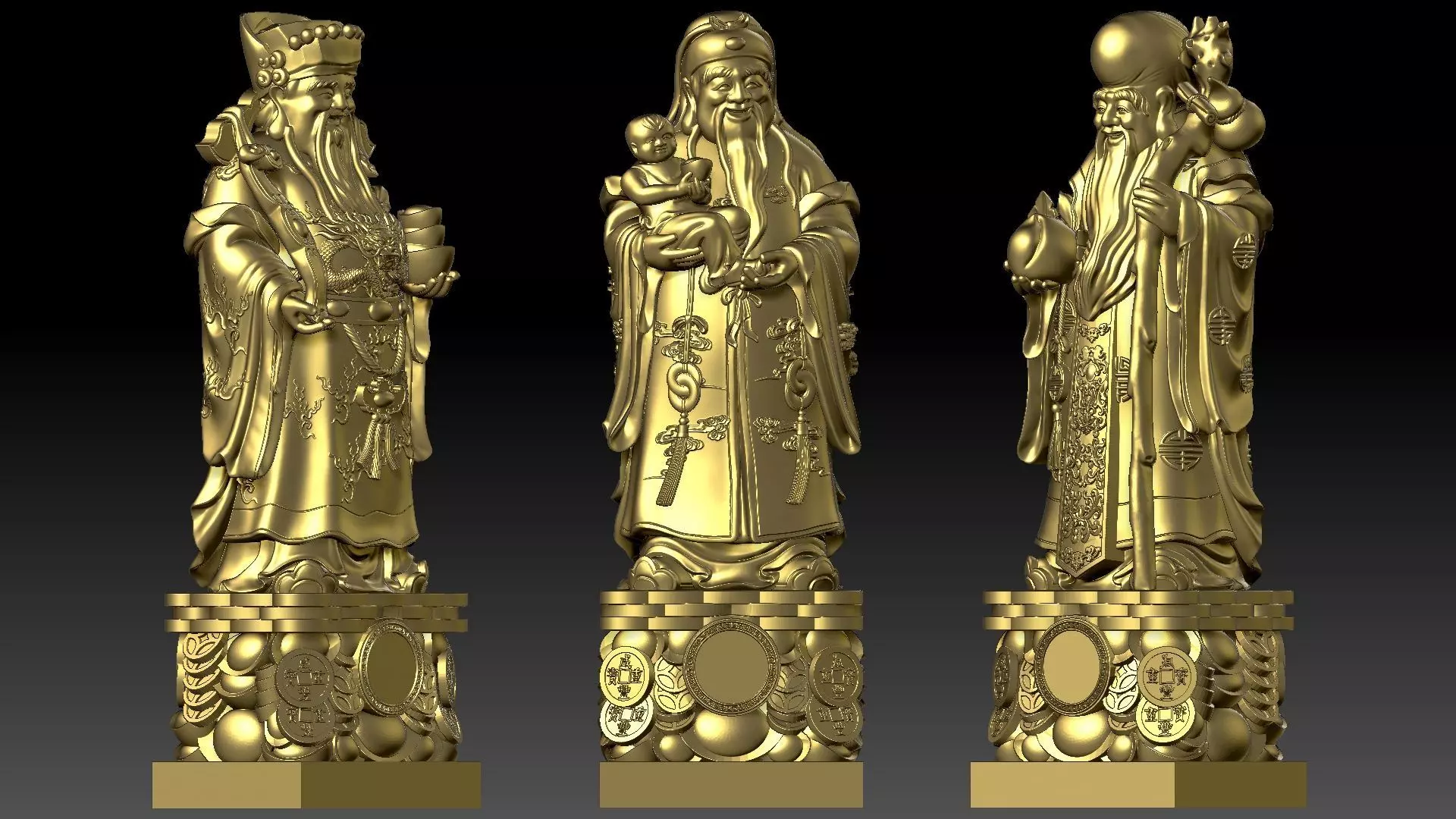 Fu Lu Shou 2 3D print model_4