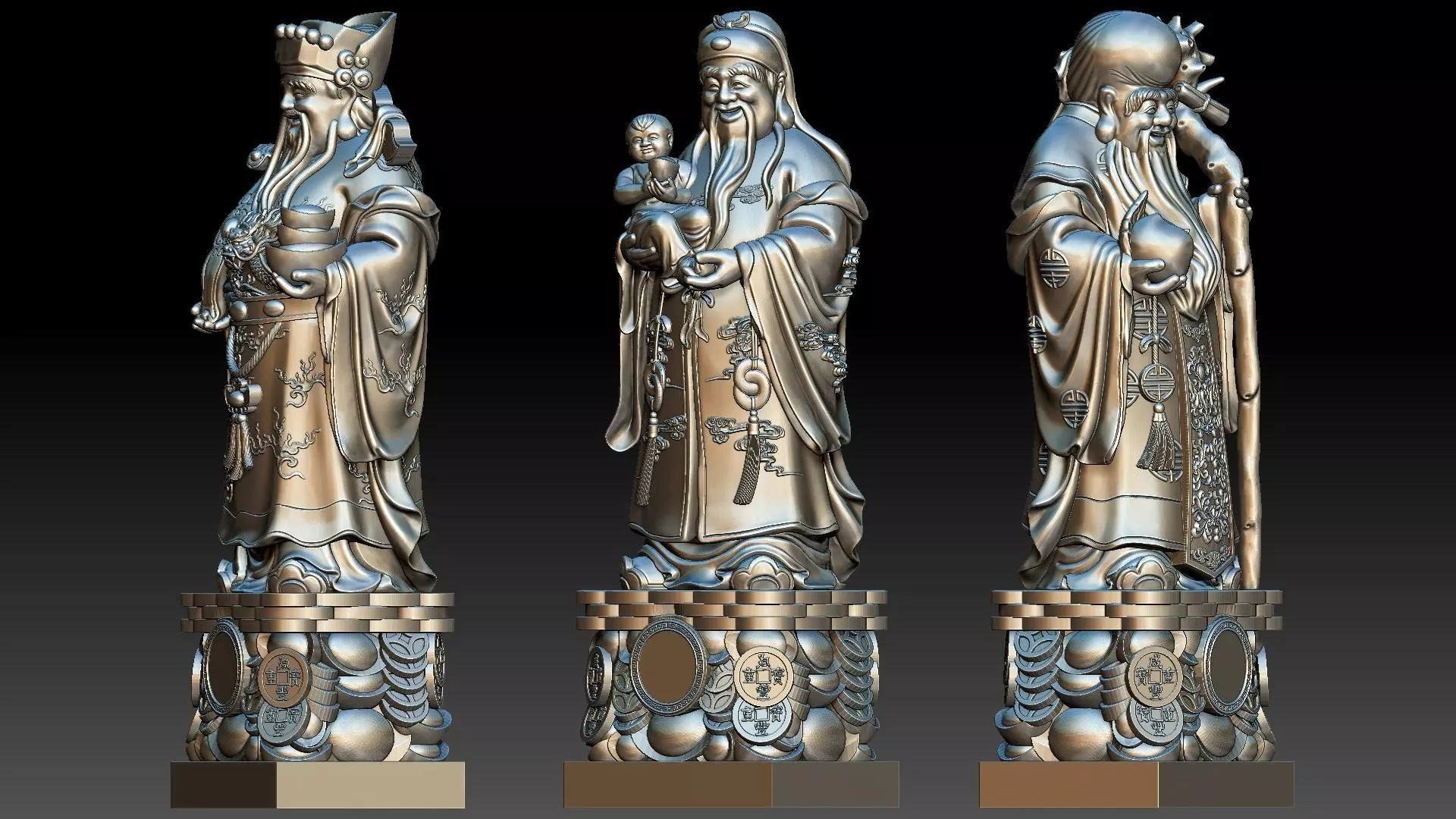 Fu Lu Shou 2 3D print model_12