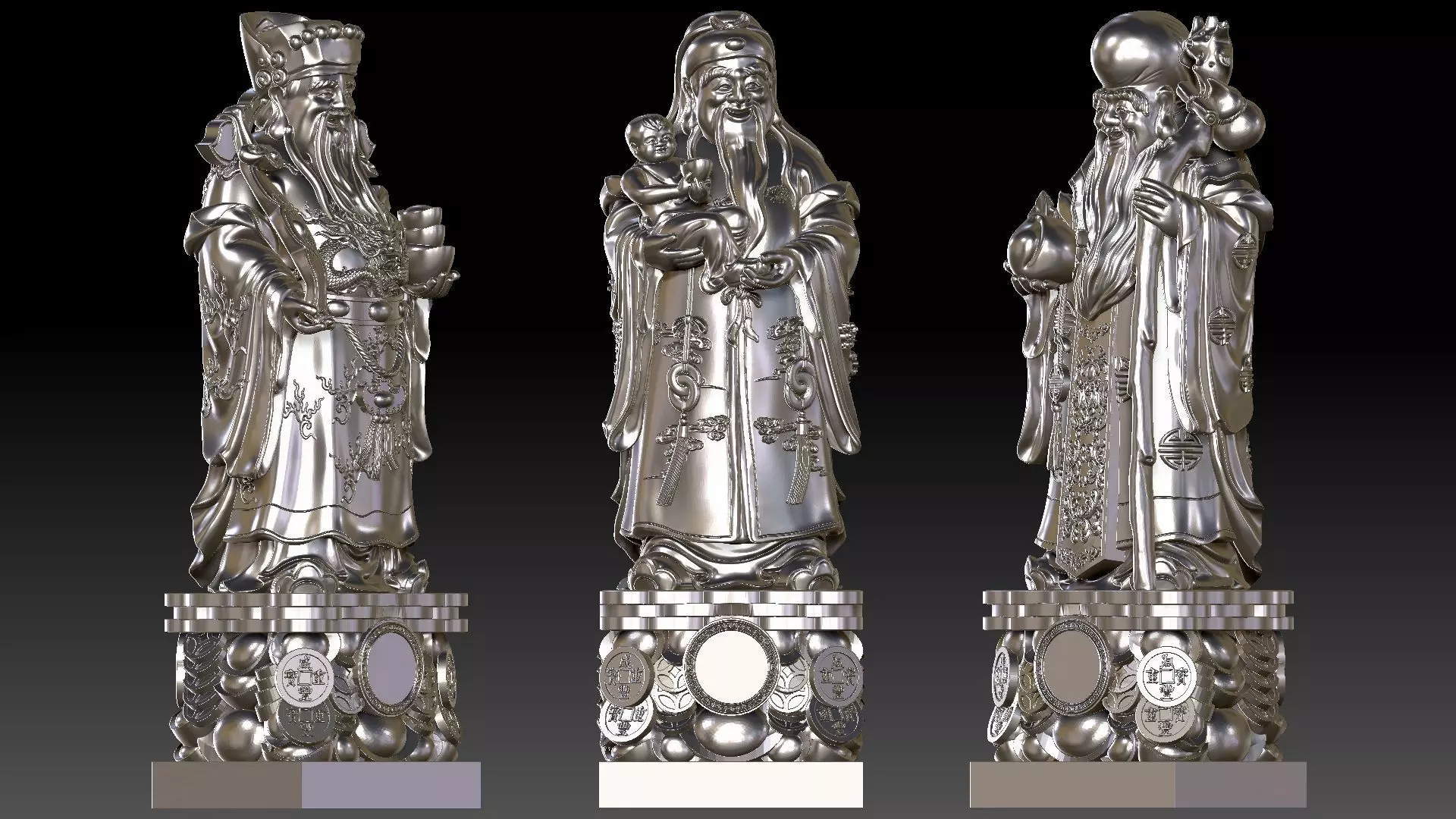 Fu Lu Shou 2 3D print model_7