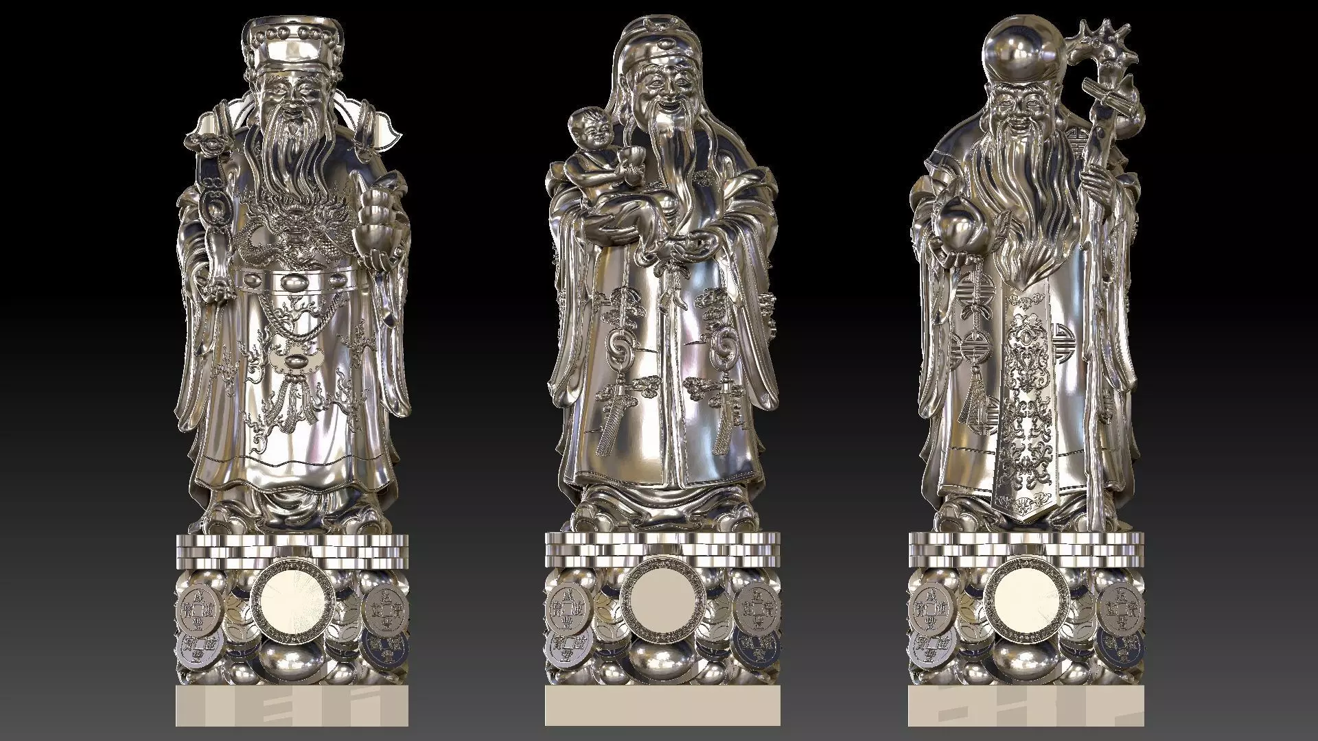 Fu Lu Shou 2 3D print model_19