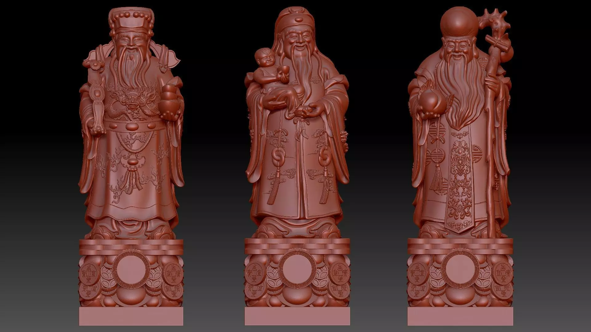 Fu Lu Shou 2 3D print model_14