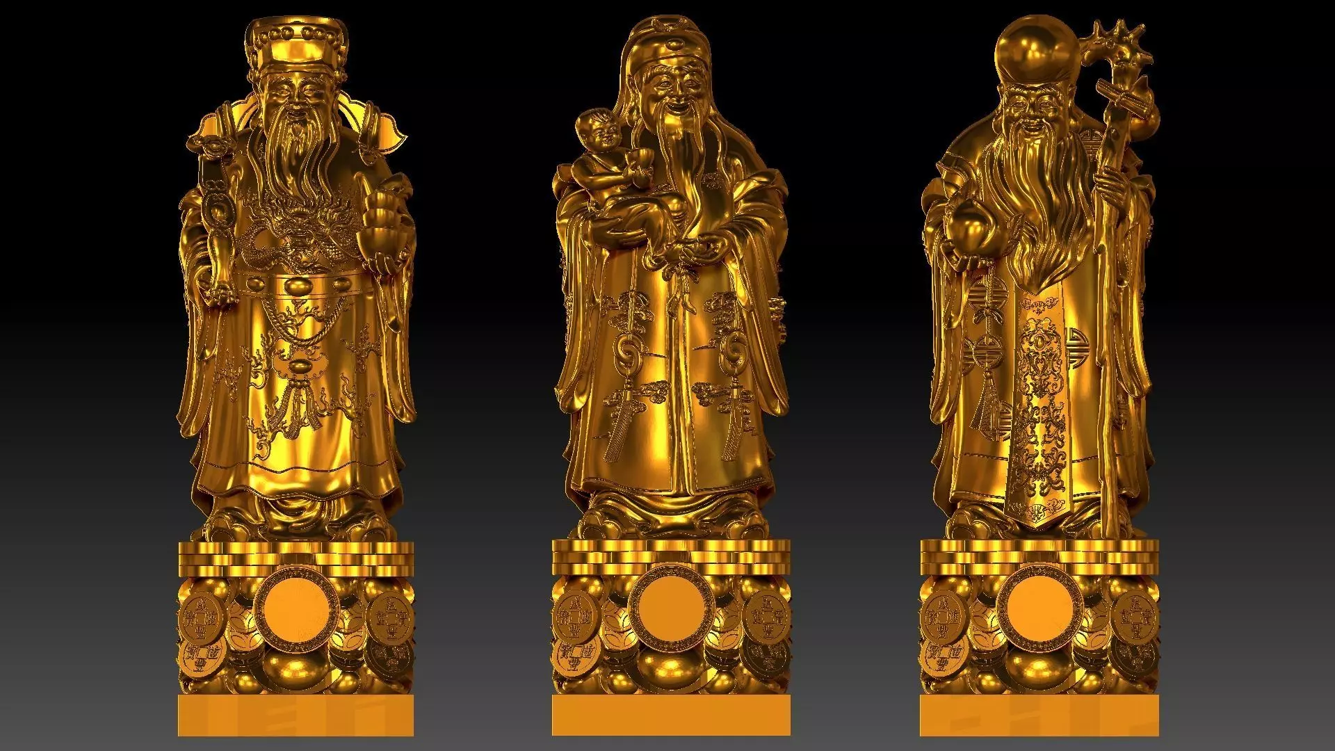 Fu Lu Shou 2 3D print model_18