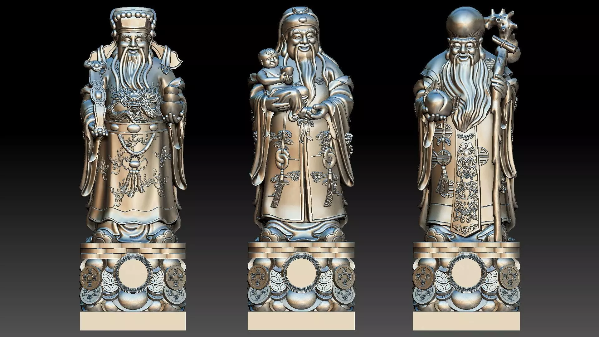 Fu Lu Shou 2 3D print model_10