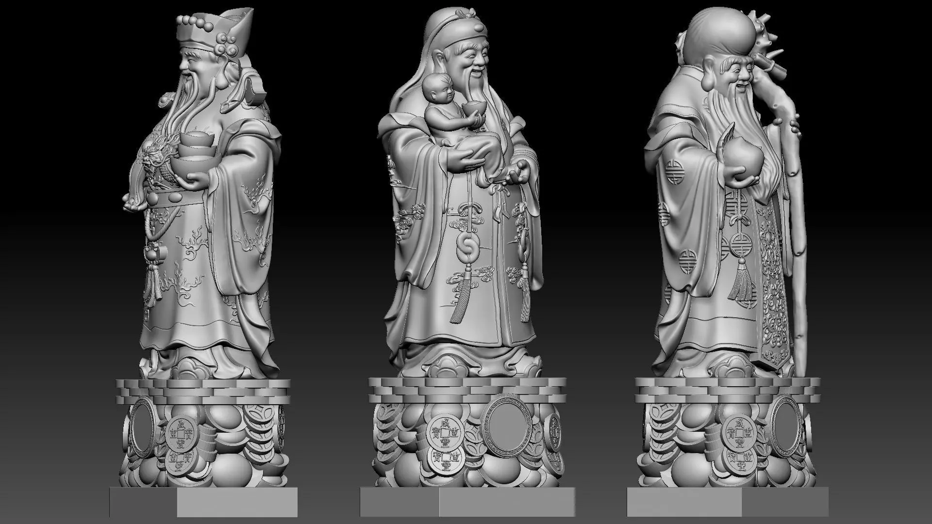 Fu Lu Shou 2 3D print model_9