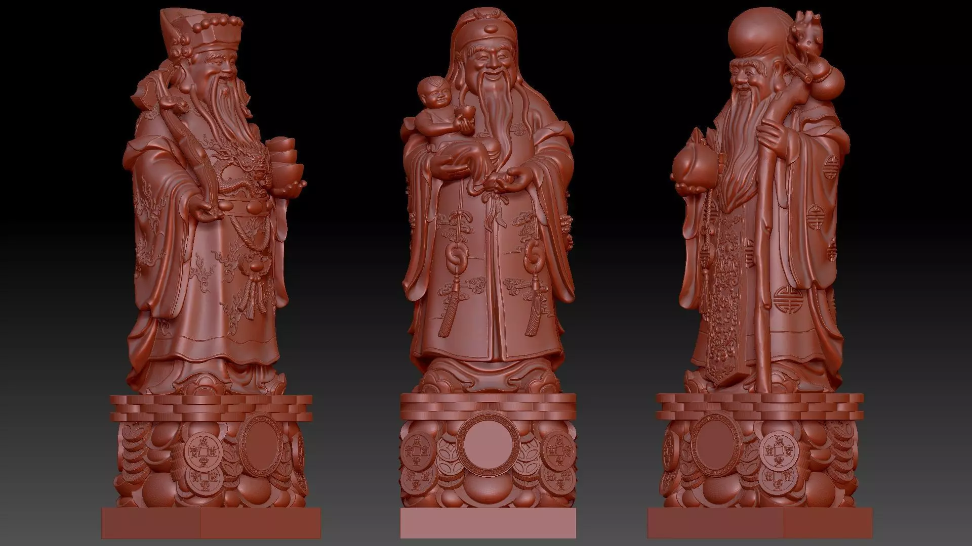 Fu Lu Shou 2 3D print model_5