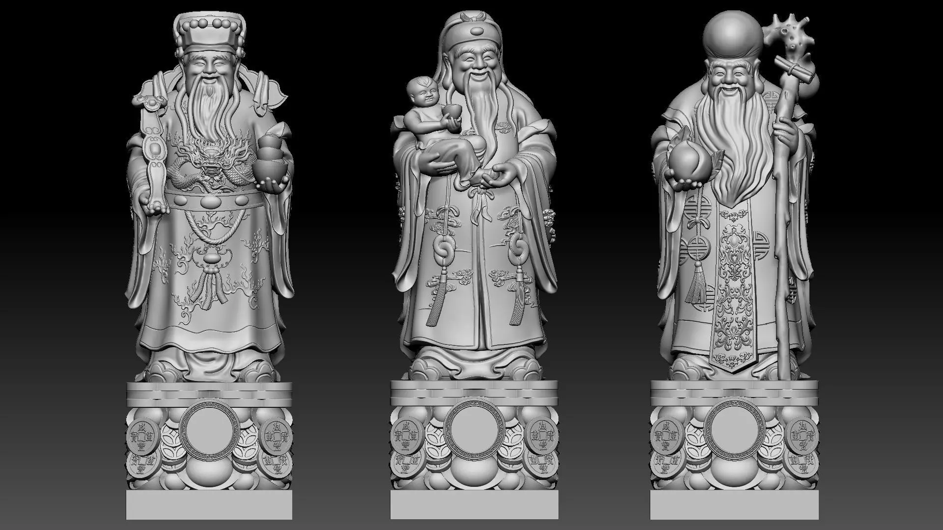 Fu Lu Shou 2 3D print model_13