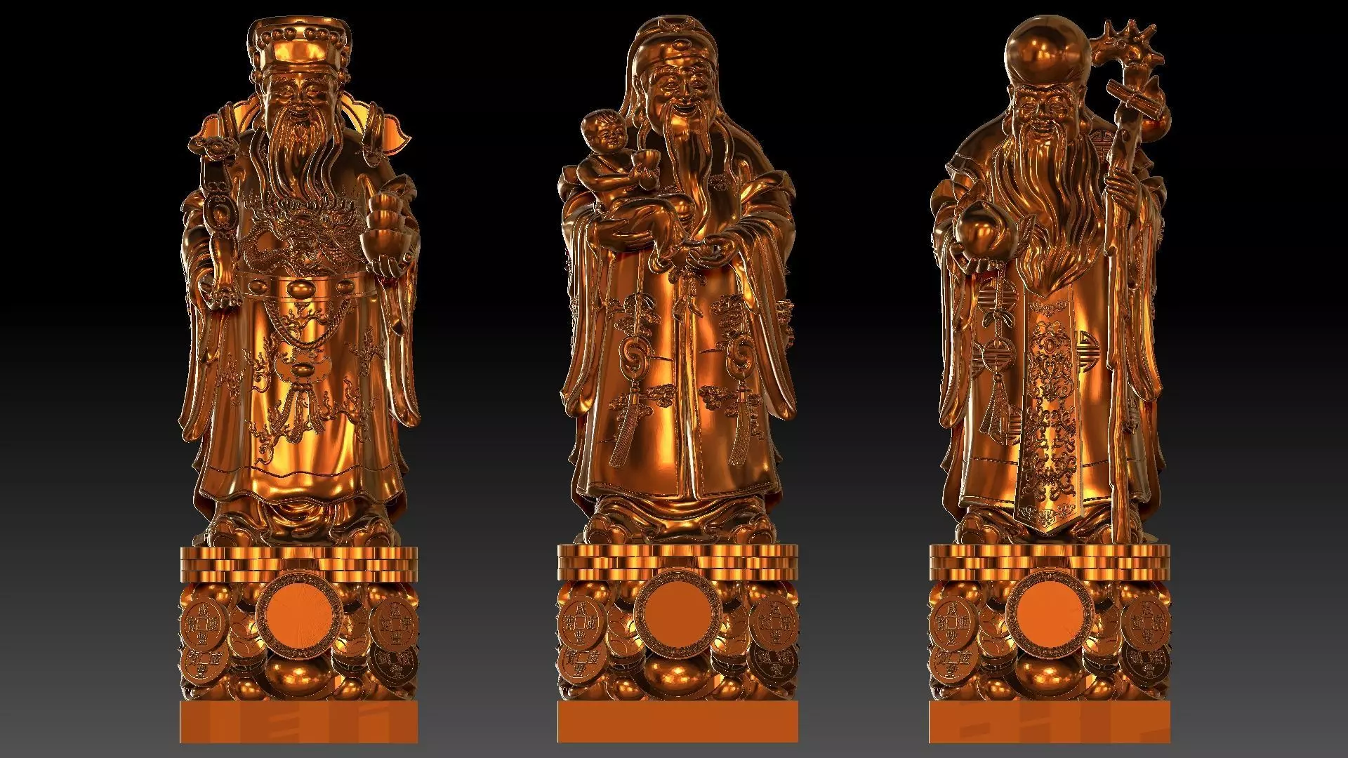 Fu Lu Shou 2 3D print model_1