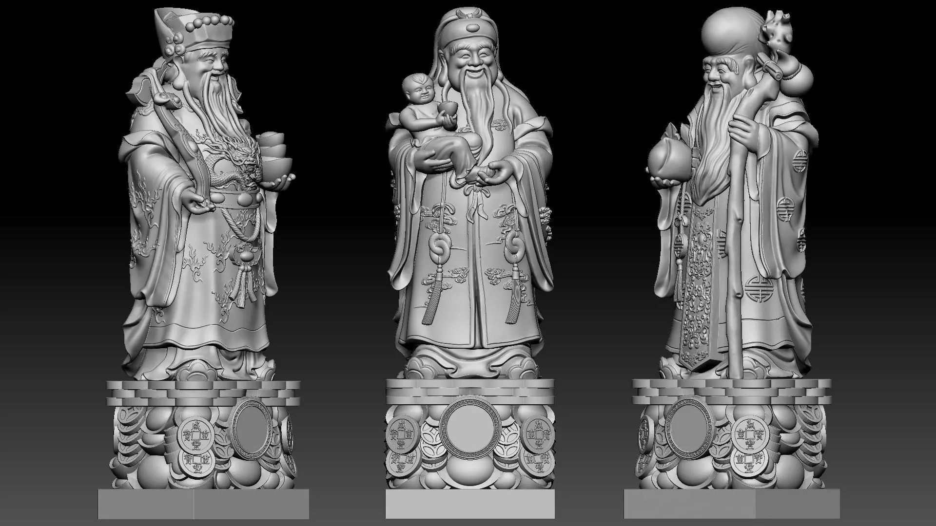 Fu Lu Shou 2 3D print model_8