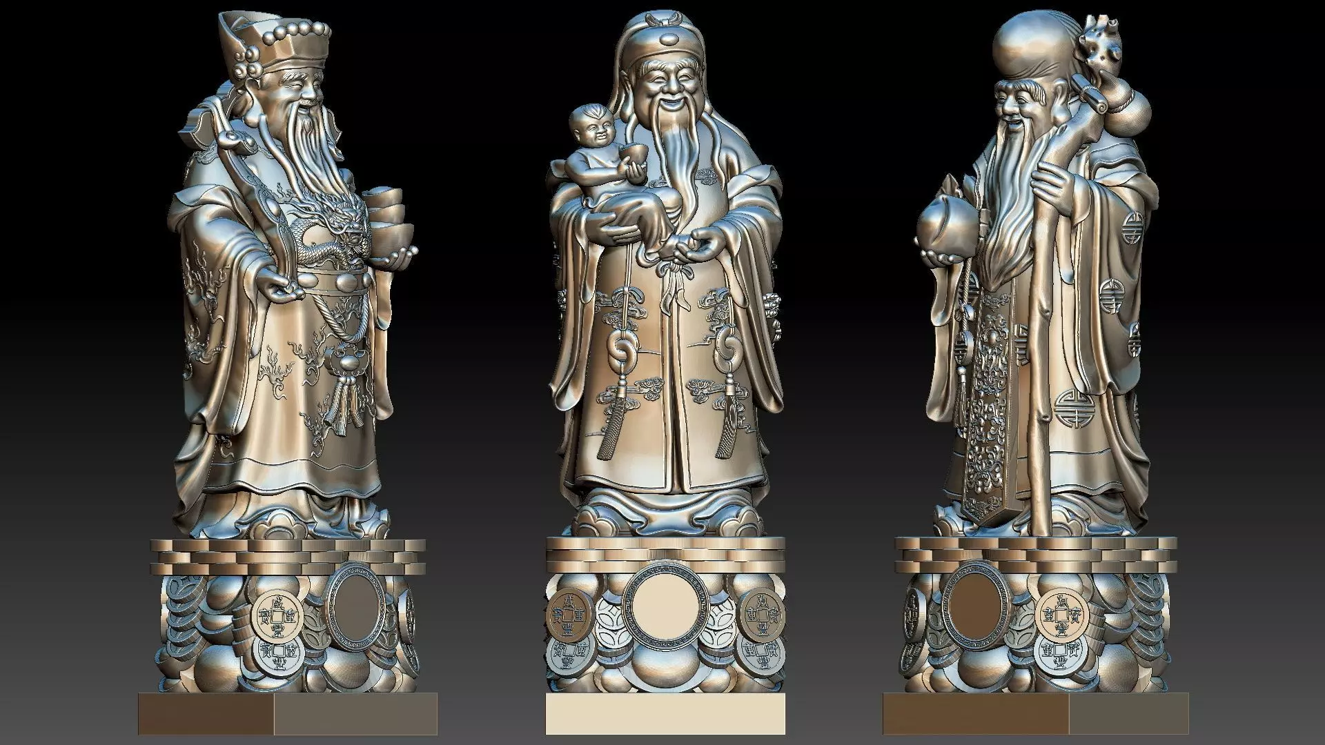 Fu Lu Shou 2 3D print model_6