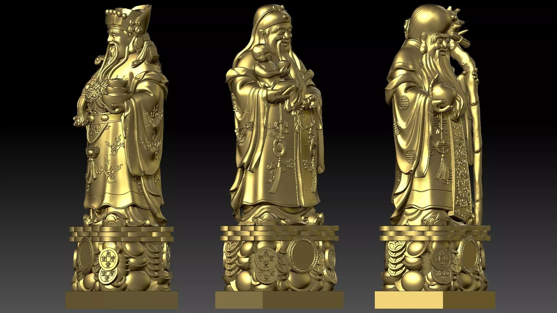 Fu Lu Shou 2 3D print model_11