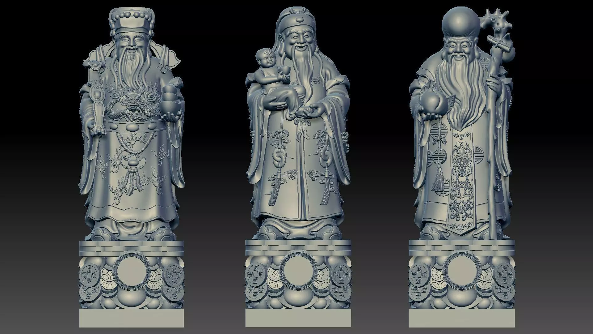 Fu Lu Shou 2 3D print model_15