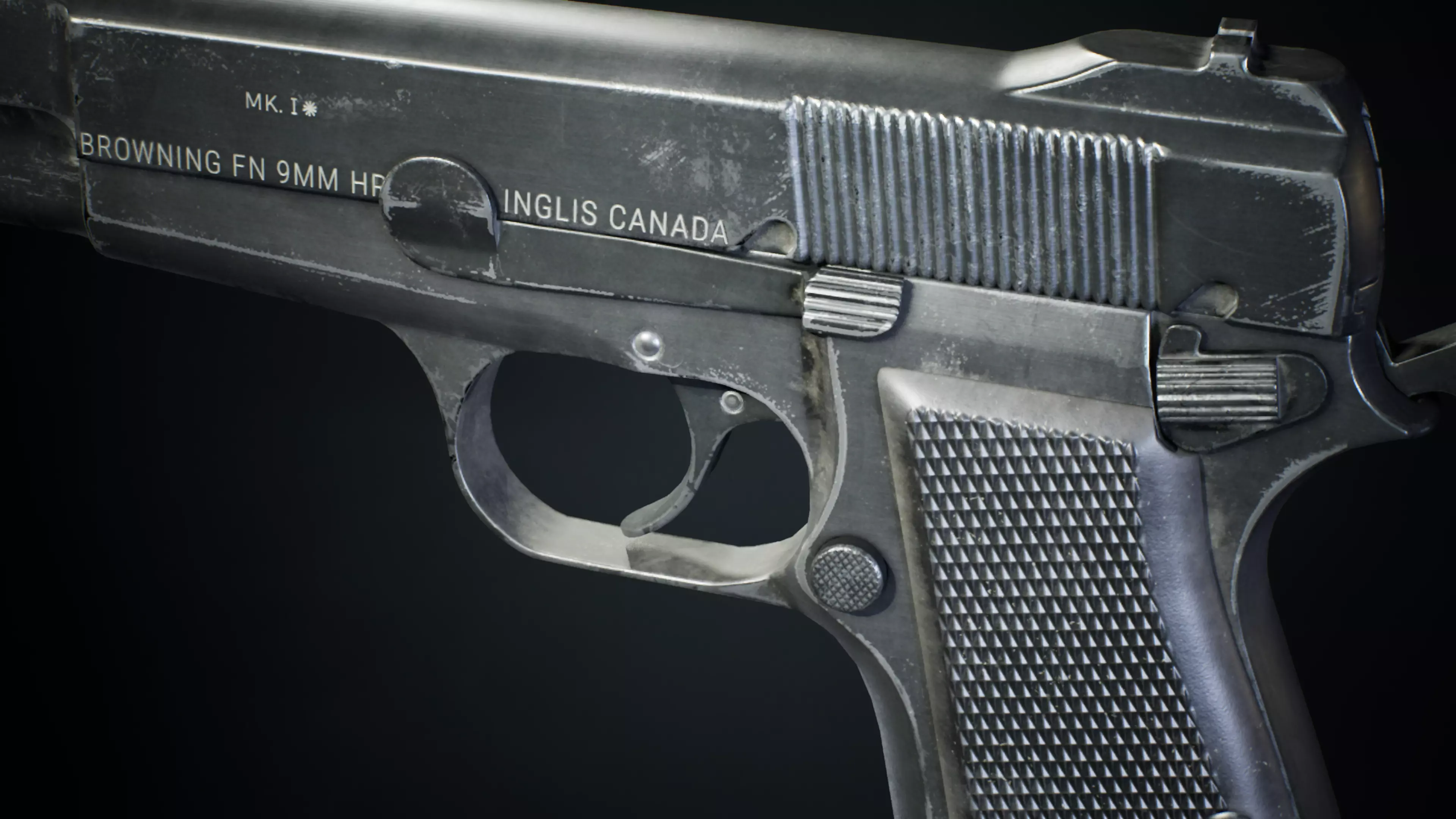 PBR - Browning HiPower Pistol - Game-Ready 3D Asset Low-poly 3D model_1