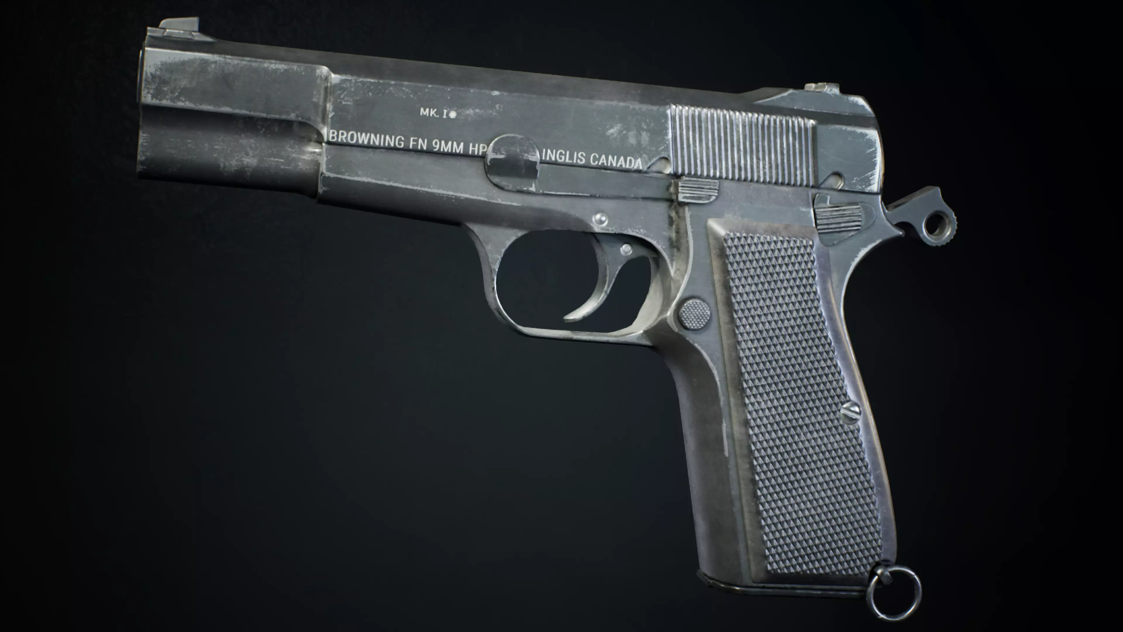 PBR - Browning HiPower Pistol - Game-Ready 3D Asset Low-poly 3D model_3