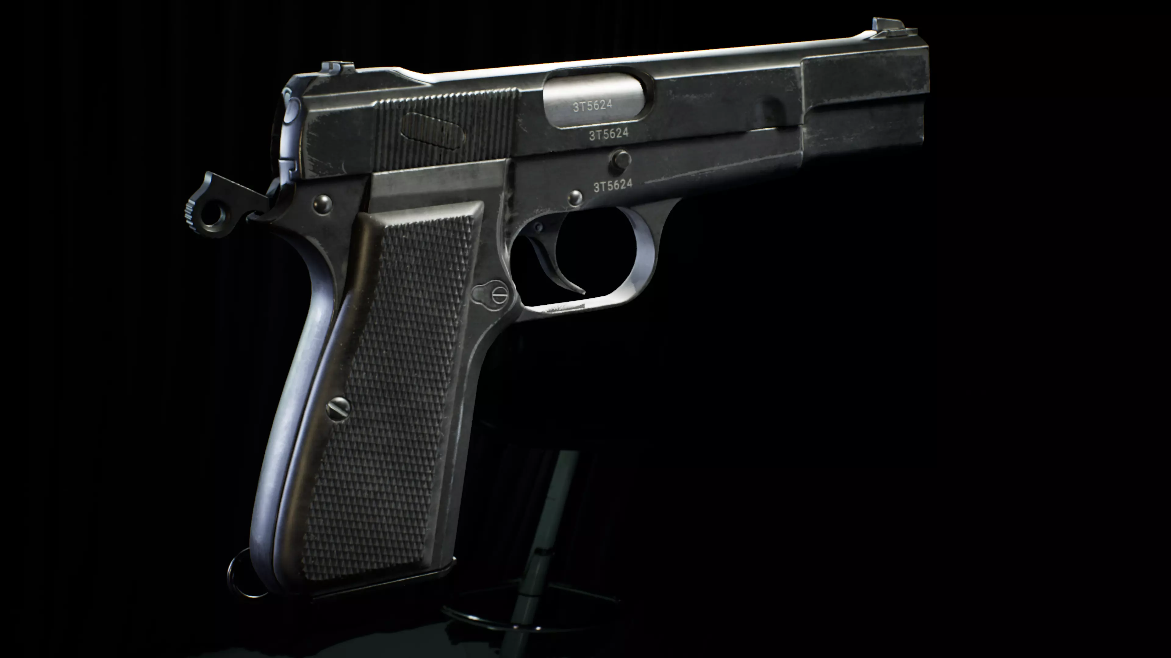 PBR - Browning HiPower Pistol - Game-Ready 3D Asset Low-poly 3D model_4