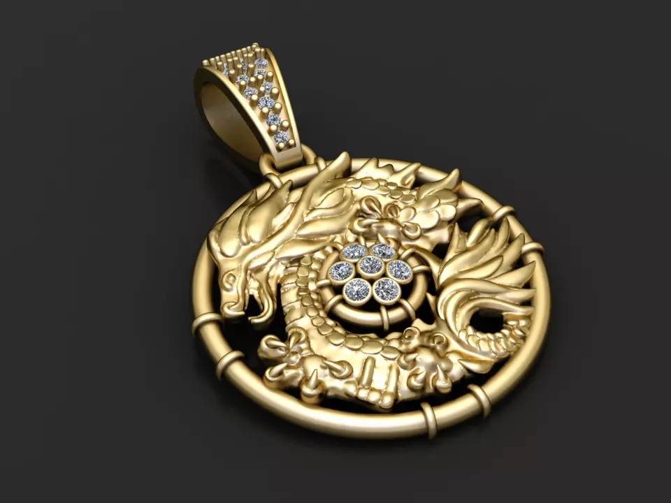 ROUND GOLD PENDANT 3D print model_1