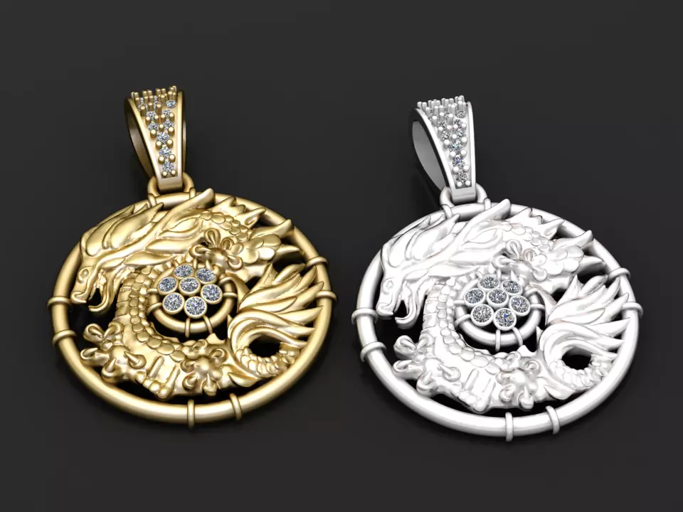 ROUND GOLD PENDANT 3D print model_0