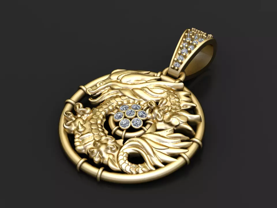 ROUND GOLD PENDANT 3D print model_2