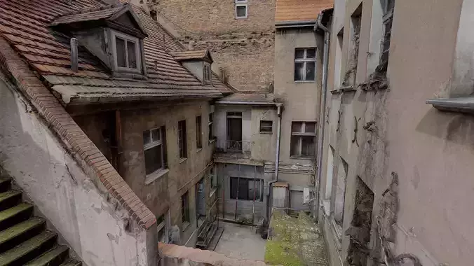 Patio in an abandoned tenement house 3D model