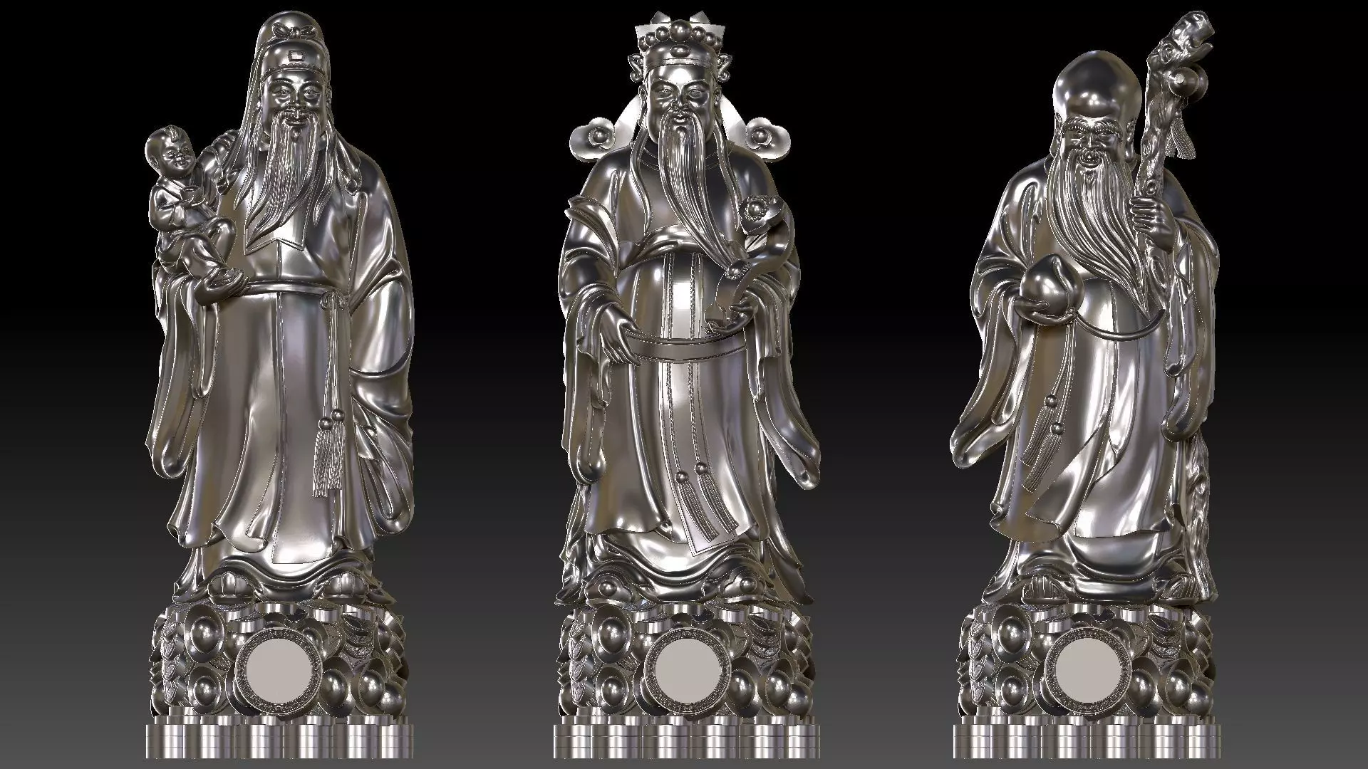 Fu Lu Shou 3 3D print model_19