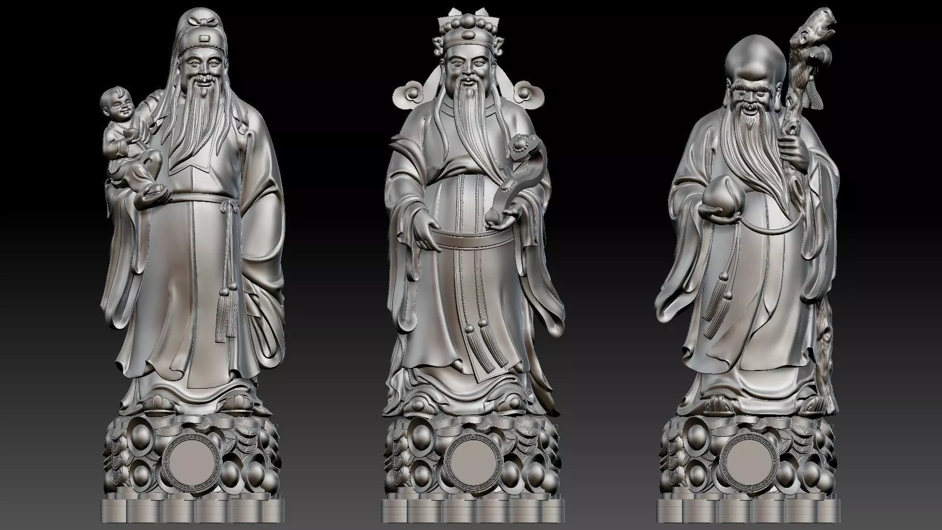 Fu Lu Shou 3 3D print model_14