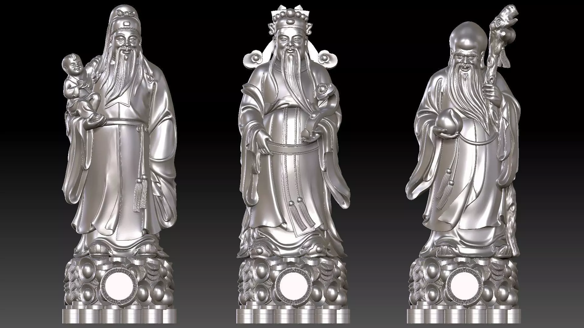 Fu Lu Shou 3 3D print model_1