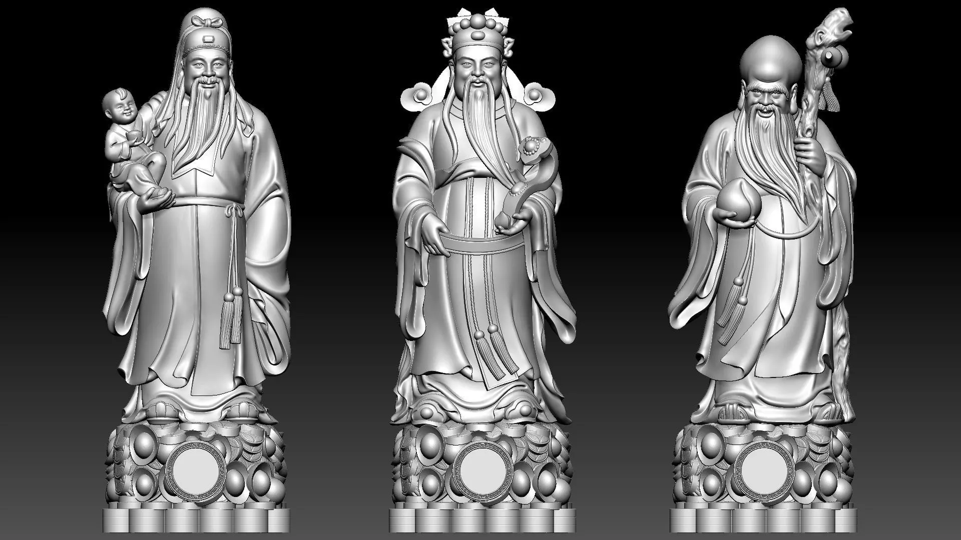 Fu Lu Shou 3 3D print model_15