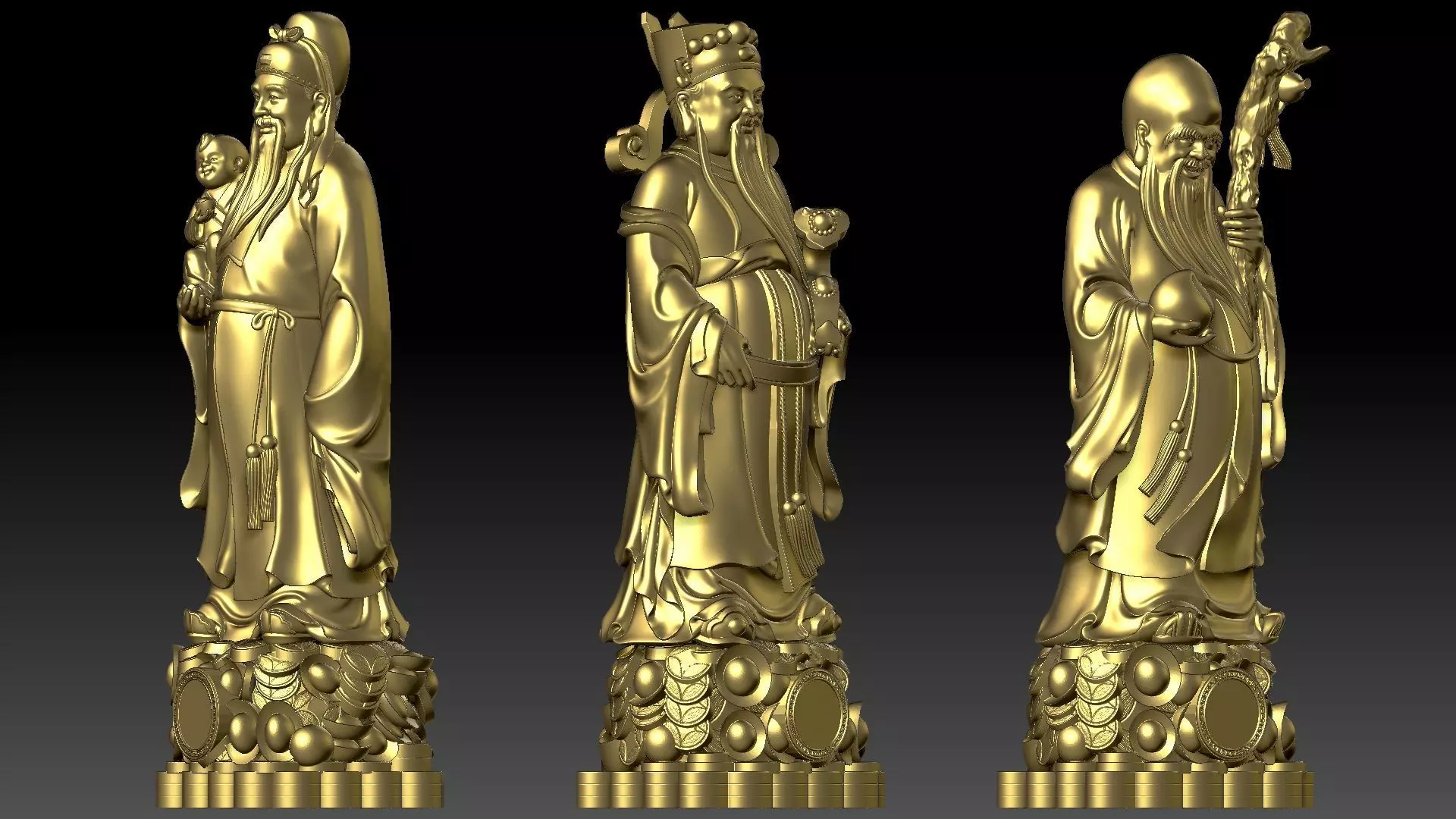 Fu Lu Shou 3 3D print model_7