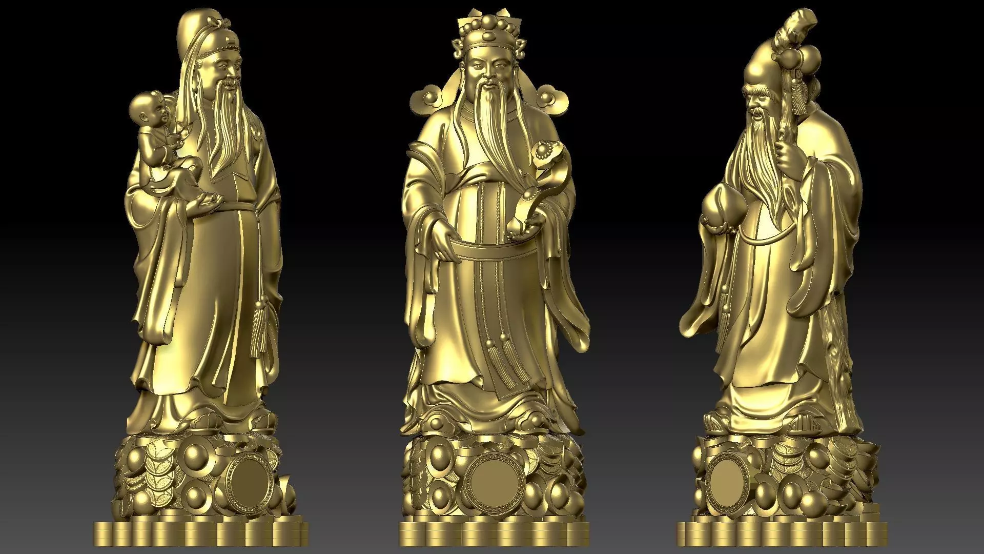 Fu Lu Shou 3 3D print model_2