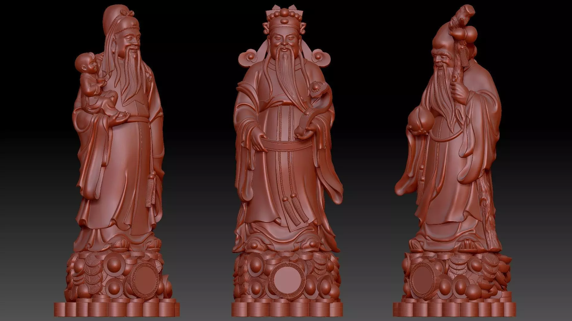 Fu Lu Shou 3 3D print model_5