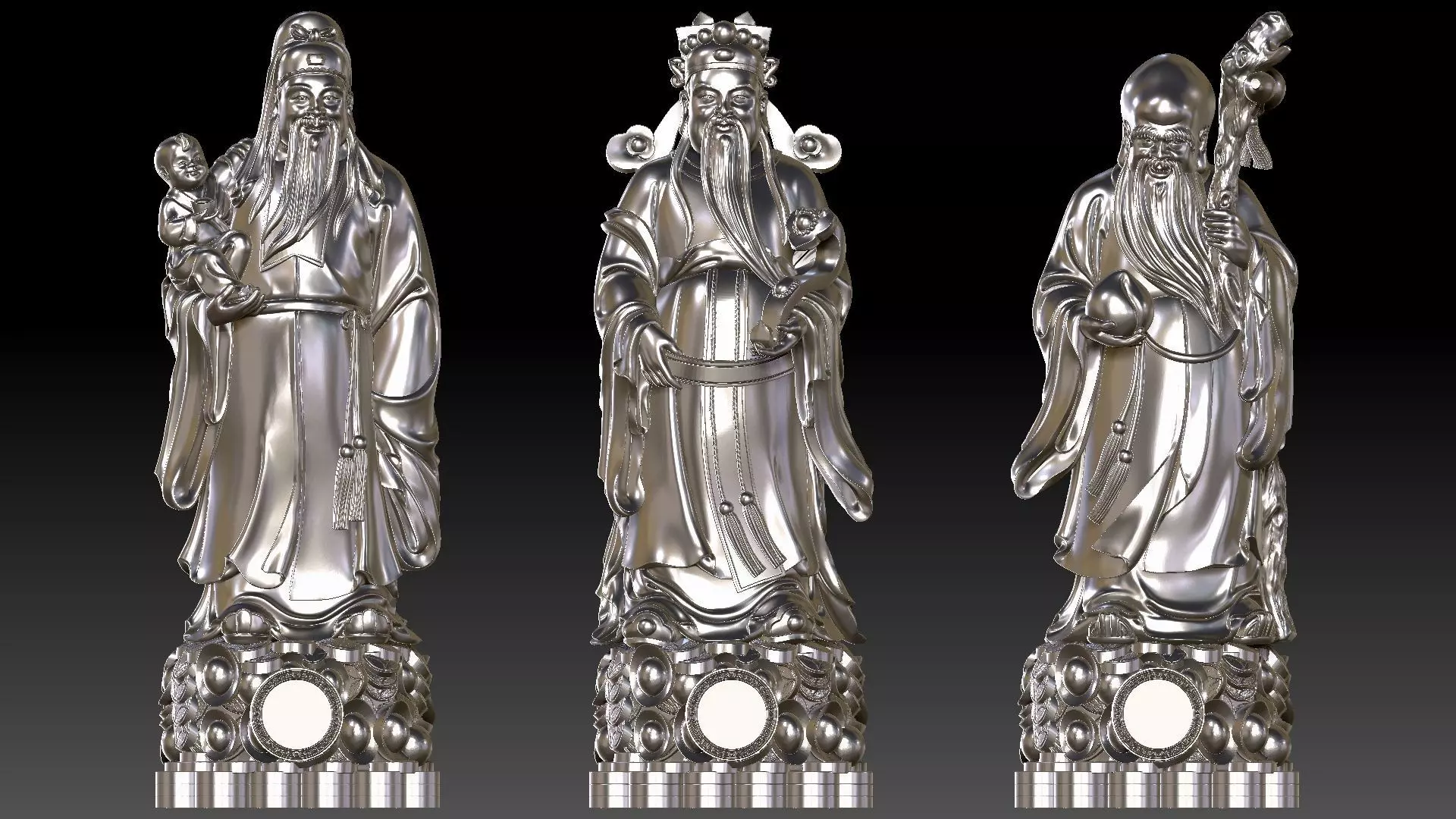 Fu Lu Shou 3 3D print model_18